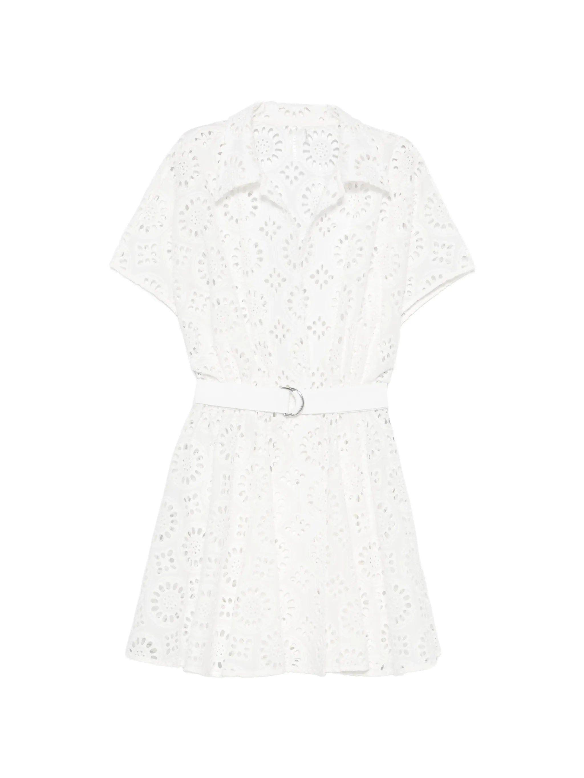 Norma Kamali broderie - anglaise belted dress