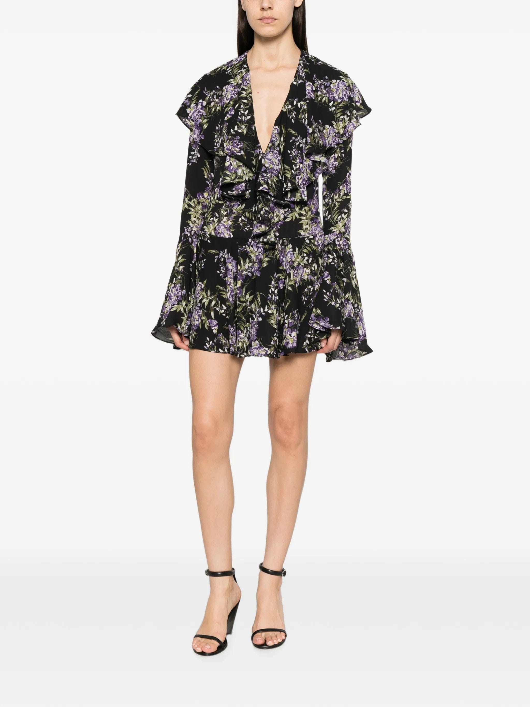 Norma Kamali ruffled floral - print dress