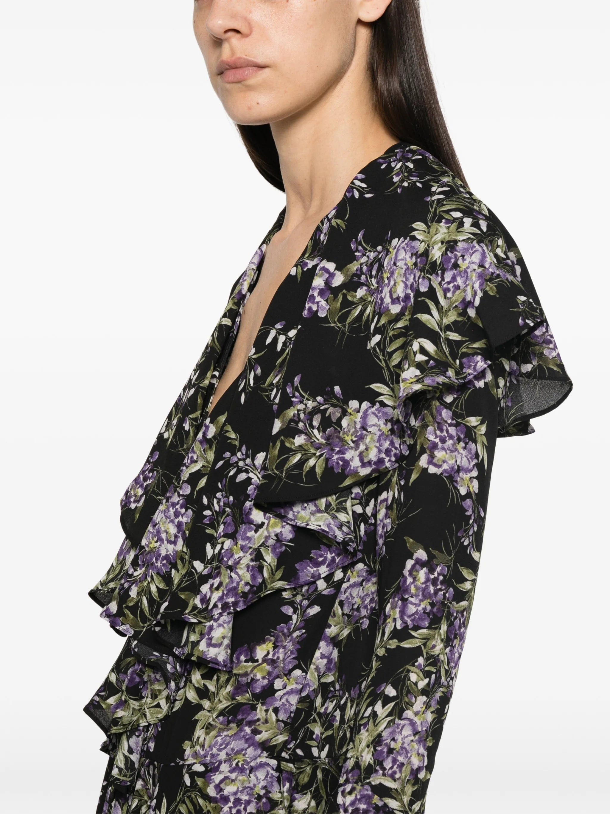 Norma Kamali ruffled floral - print dress