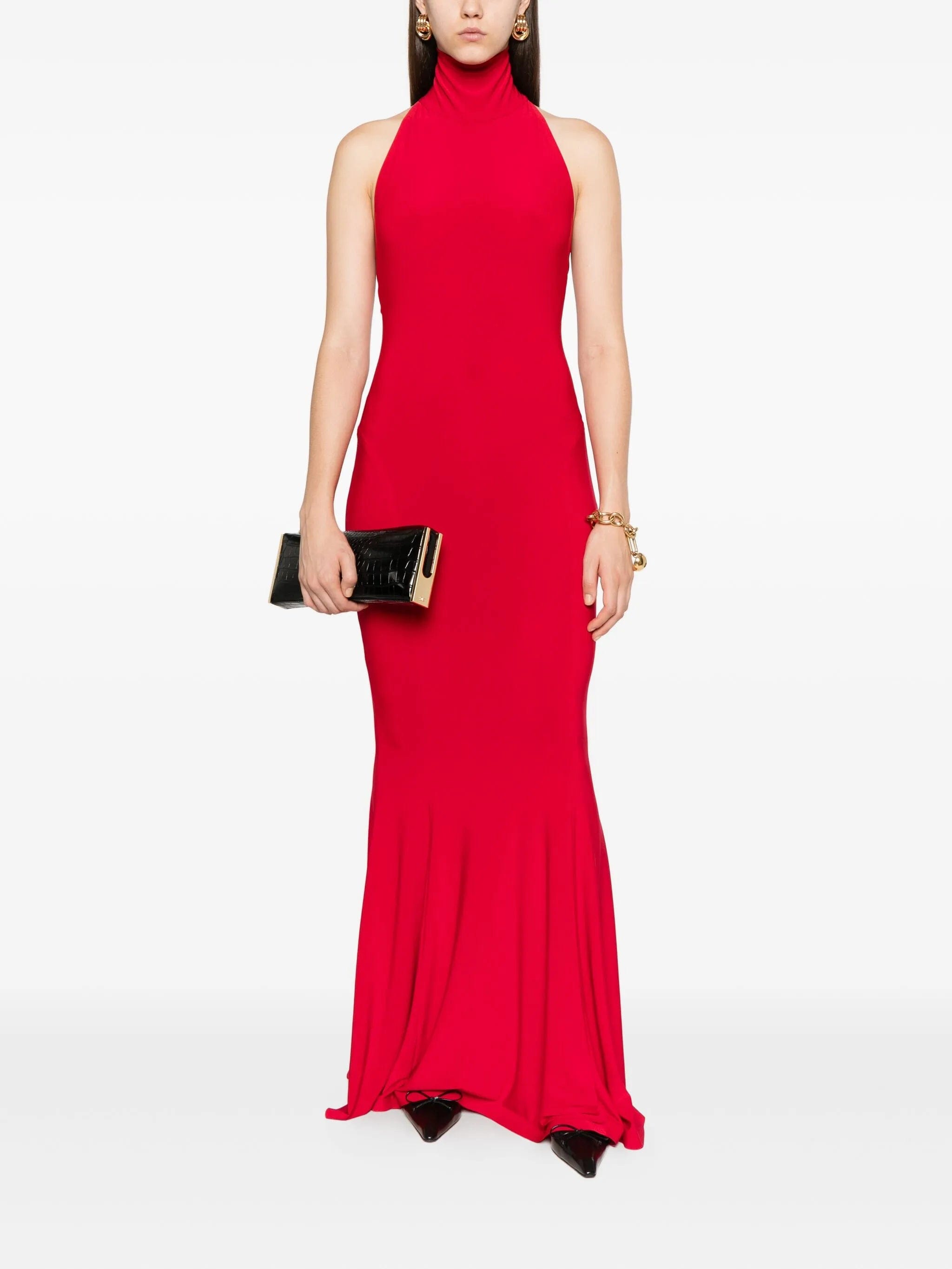 Norma Kamali halterneck flared dress
