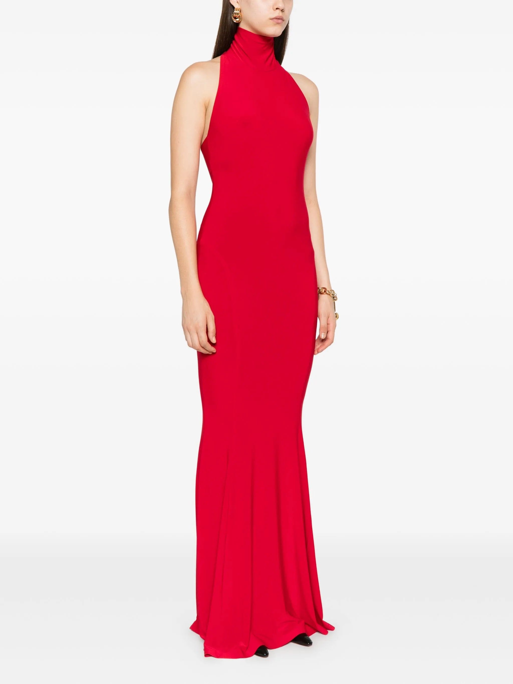 Norma Kamali halterneck flared dress