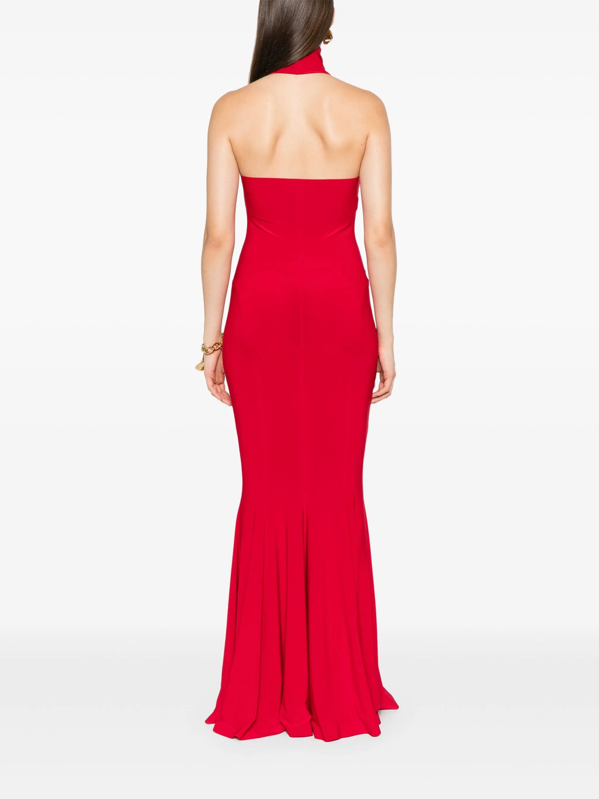 Norma Kamali halterneck flared dress