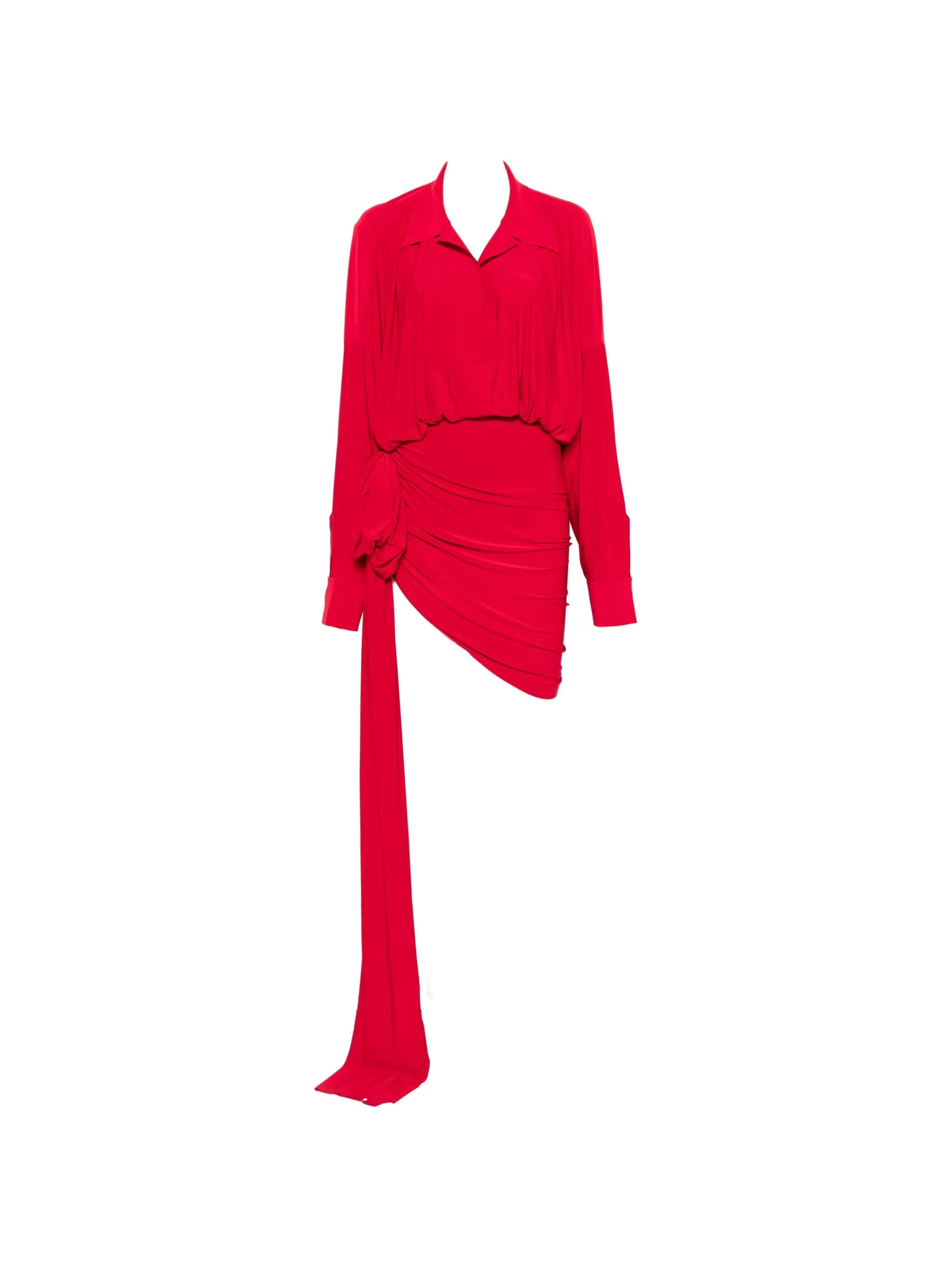 Norma Kamali bow - detail draped asymmetric mini dress