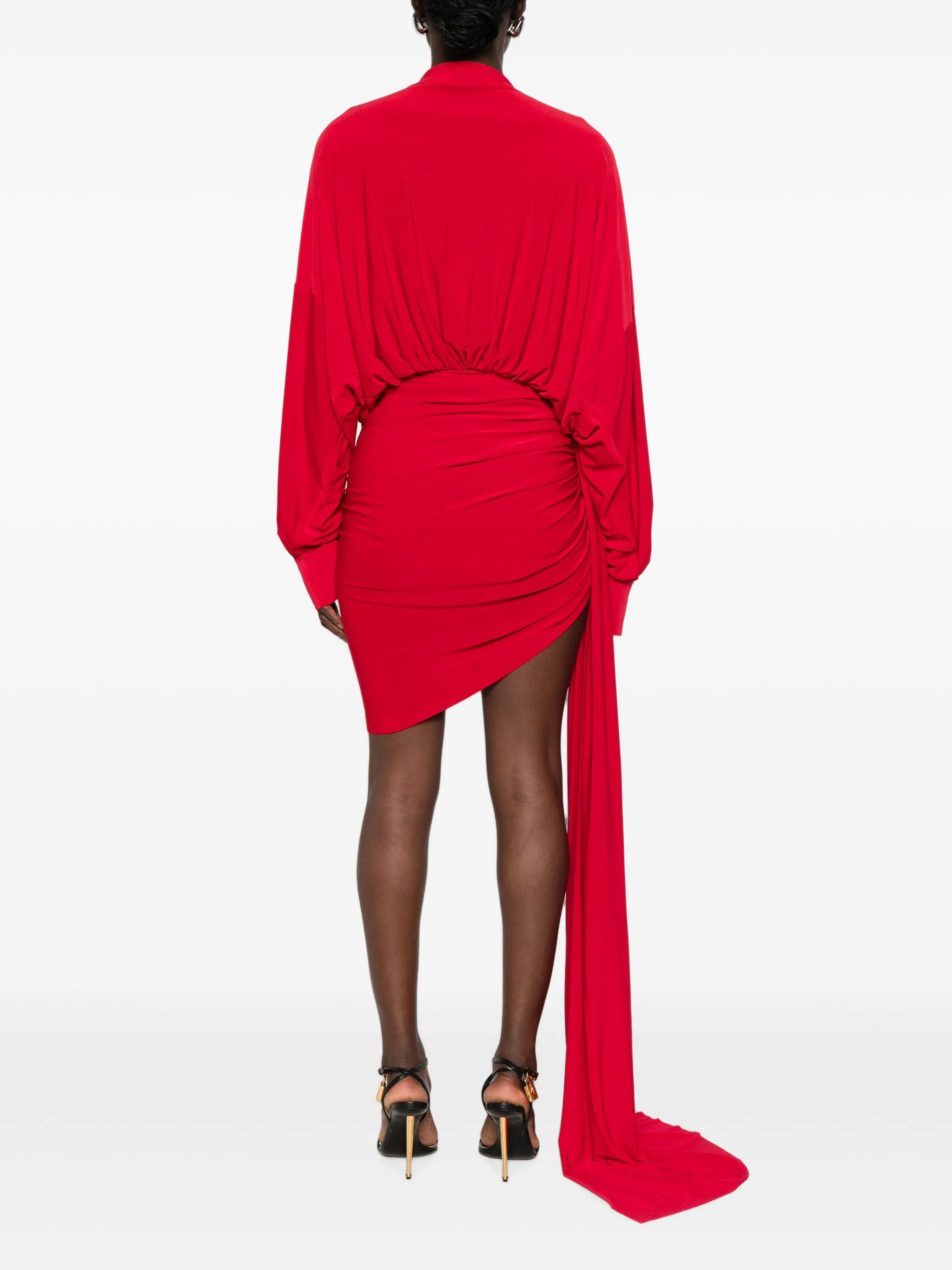 Norma Kamali bow - detail draped asymmetric mini dress