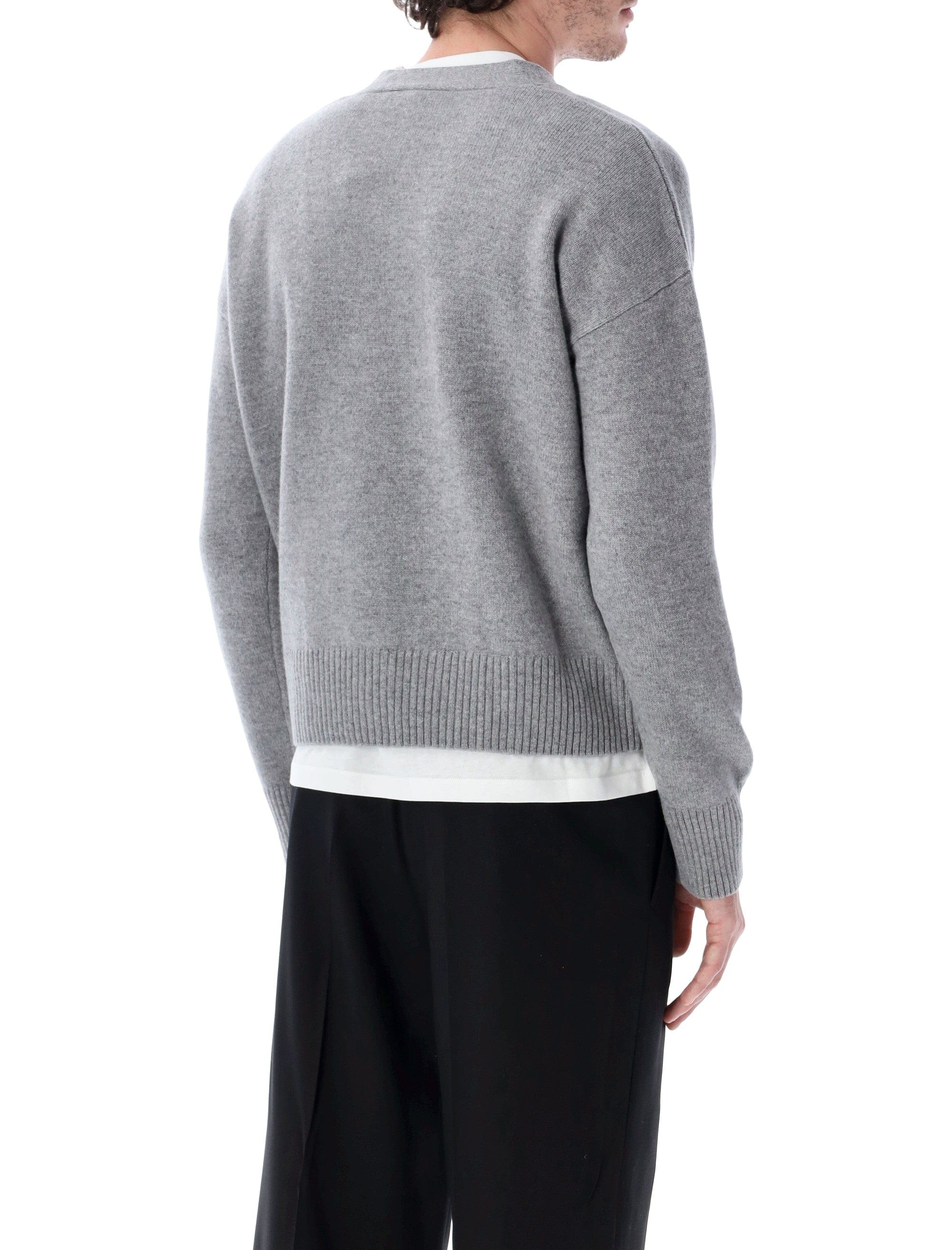 Knit Grey Adc V - Neck Knit Cardigan