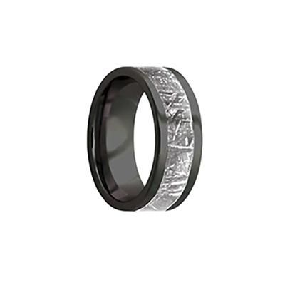 Fink's Men's 8 mm Flat Zirconium Wedding Band with Meteorite Insert