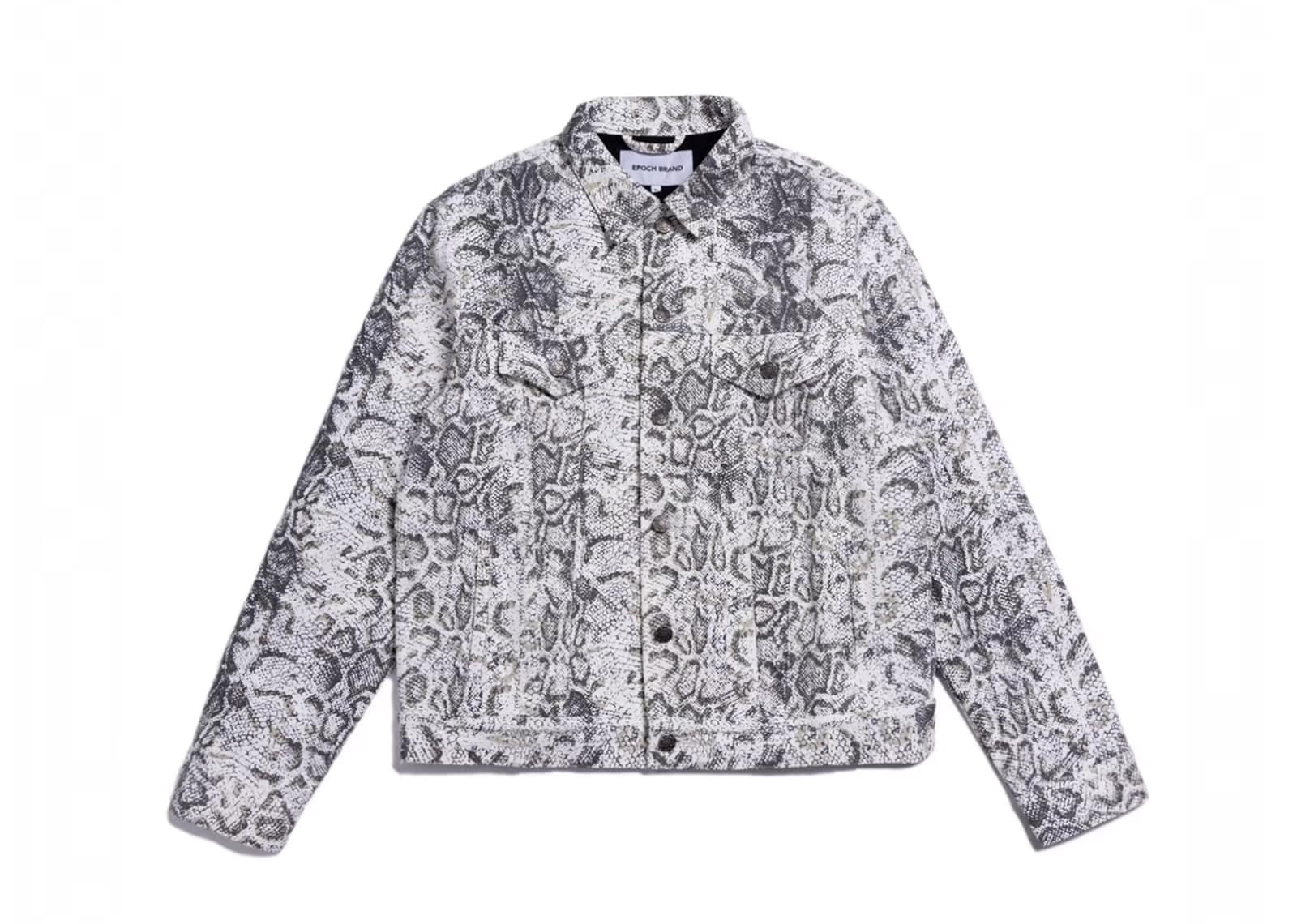 Epochbrand Snakeskin Print Denim Trucker Jacket White