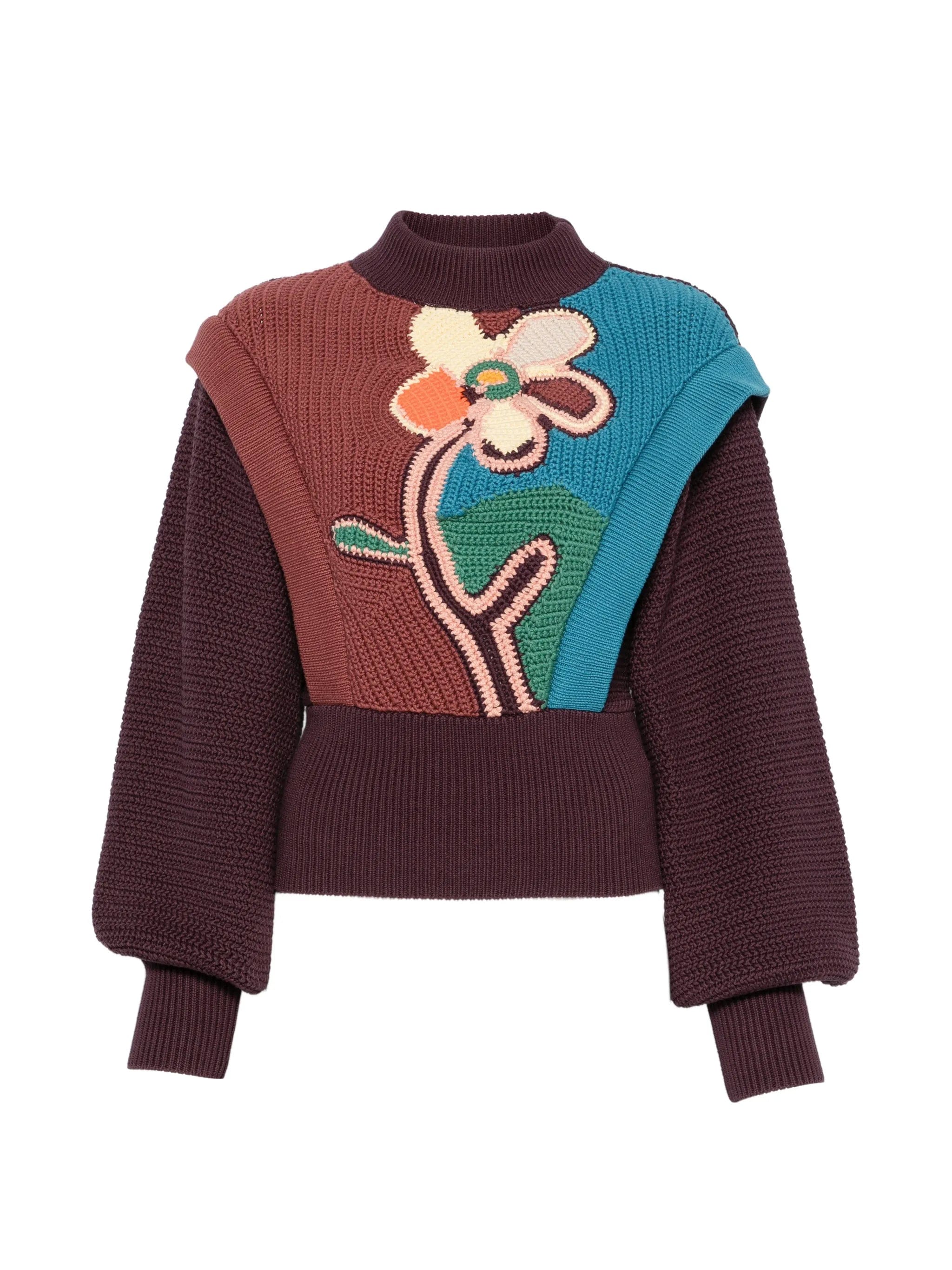 Alemais floral - intarsia balloon - sleeve sweater