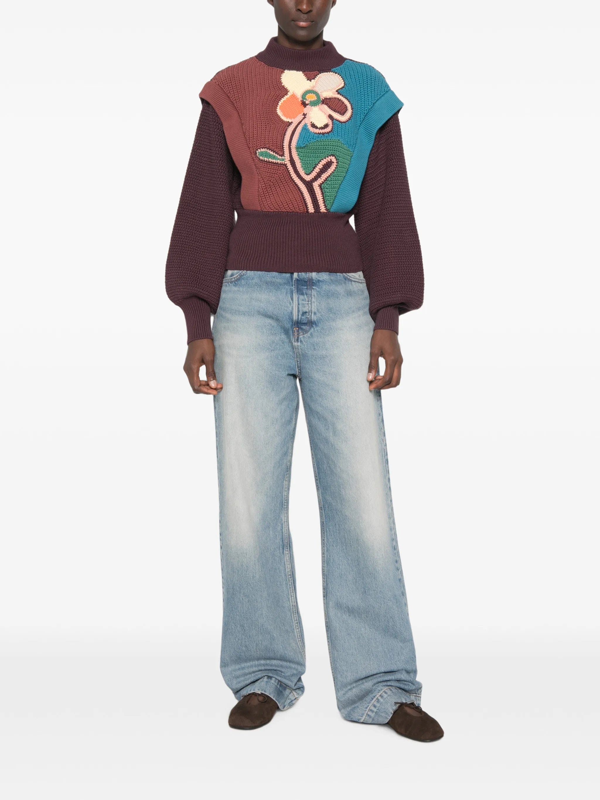 Alemais floral - intarsia balloon - sleeve sweater