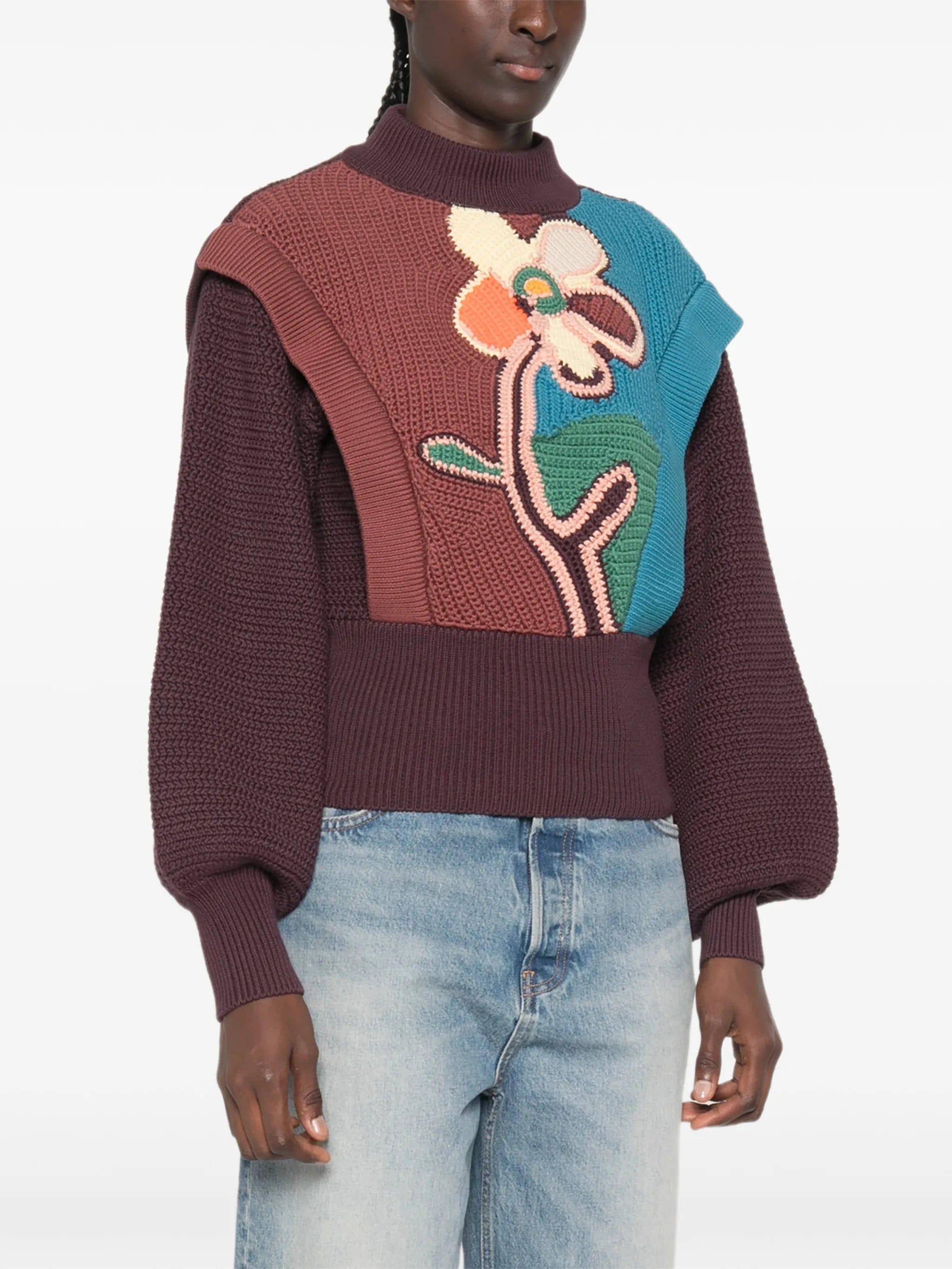 Alemais floral - intarsia balloon - sleeve sweater
