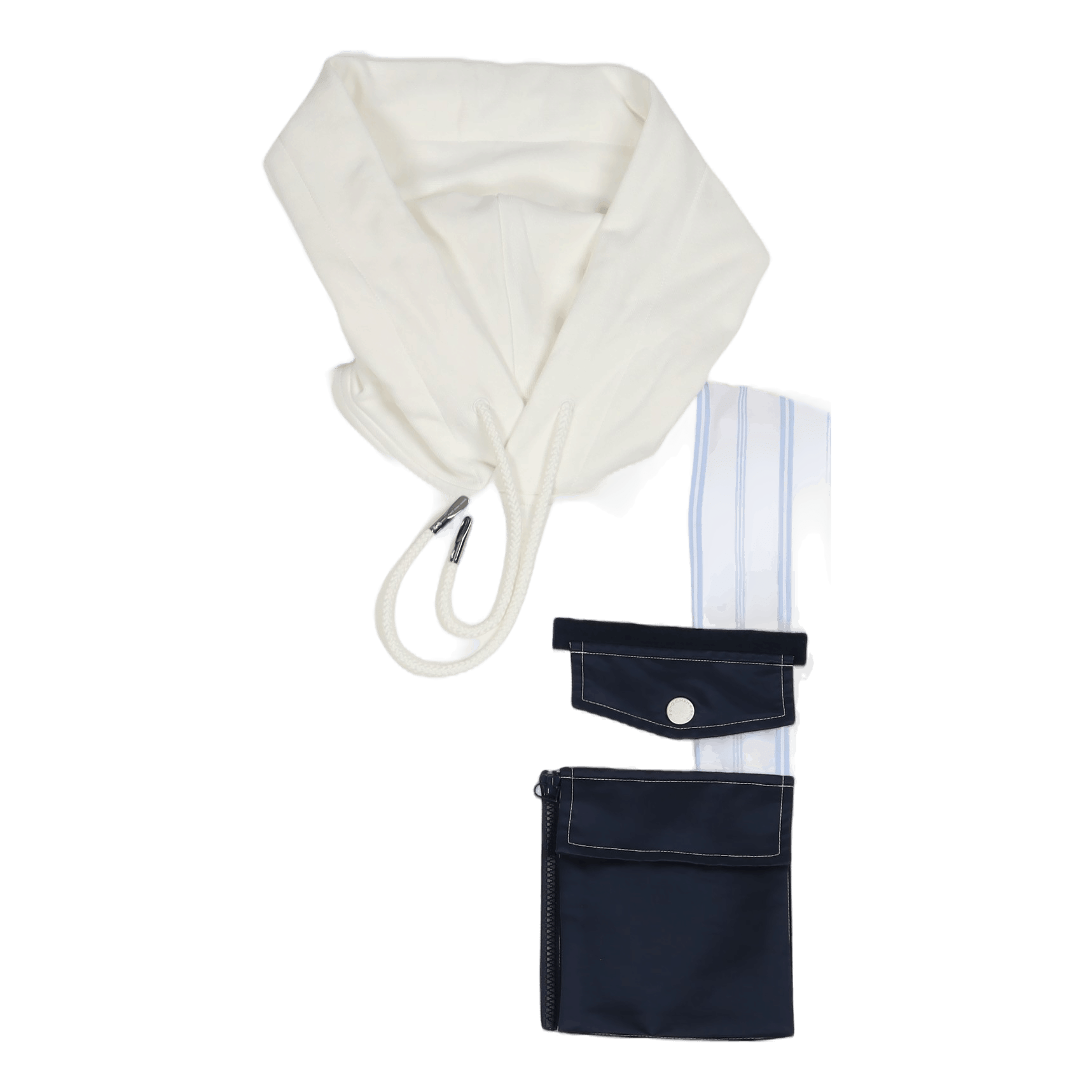 Feng Chen Wang Jersey Shirting Panelled Hoodi White
