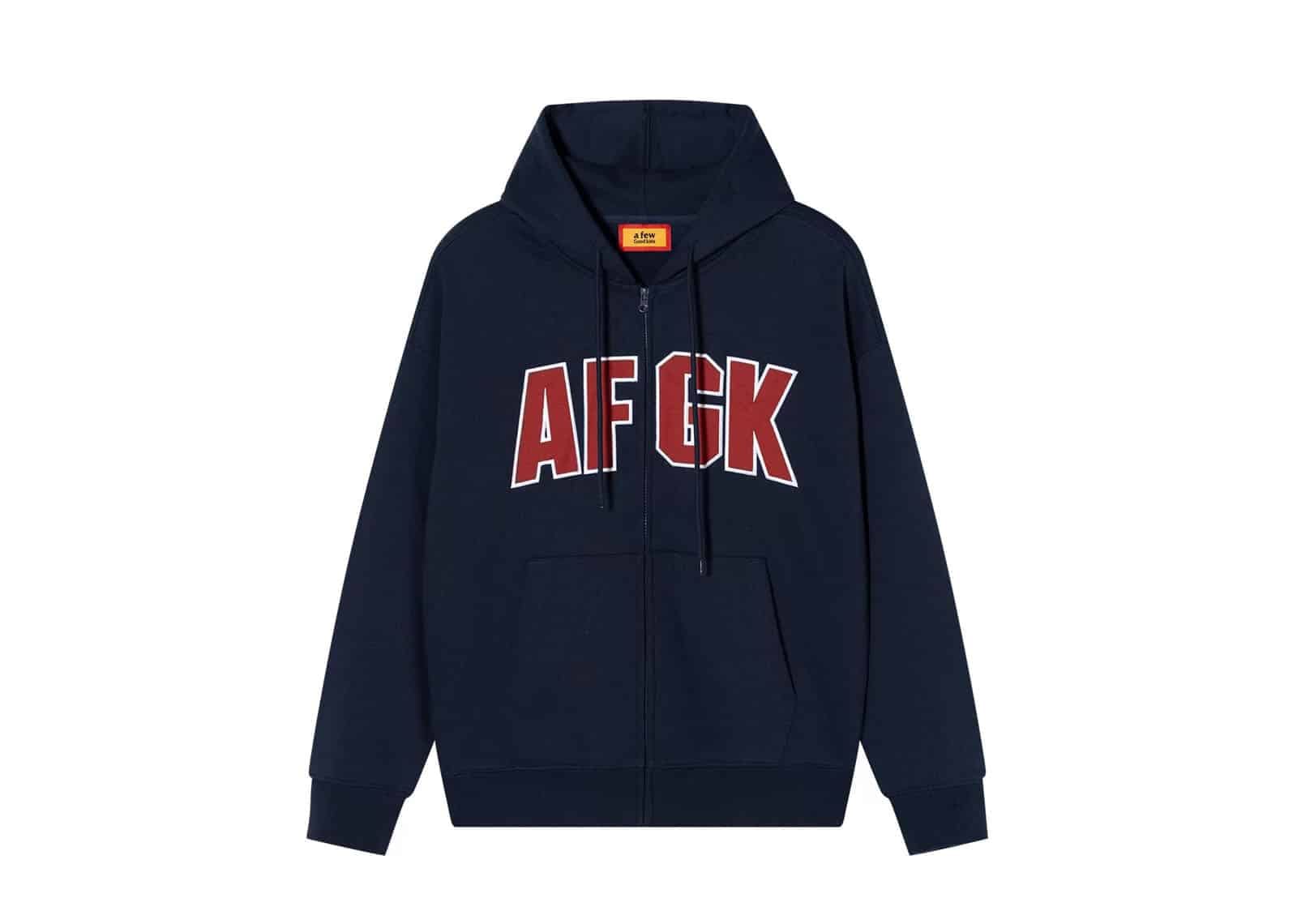A Few Good Kids Contrast Patch Logo Zip Up Hoodie Navy