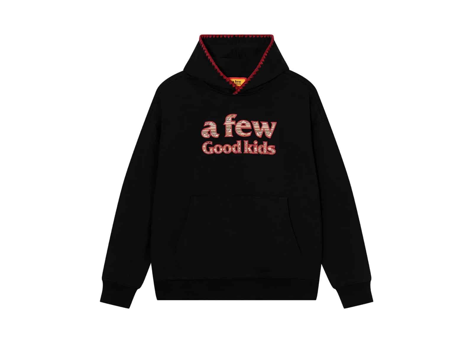 A Few Good Kids Ethnic Embroidered Contrast Logo Hoodie Black