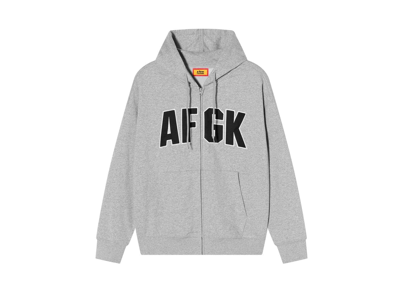 A Few Good Kids Contrast Patch Logo Zip Up Hoodie Grey