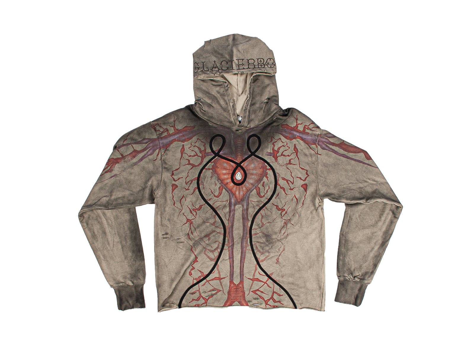 Glacierboy Rap Star Series Mud - dyed Heart Pearls Hoodie Multi
