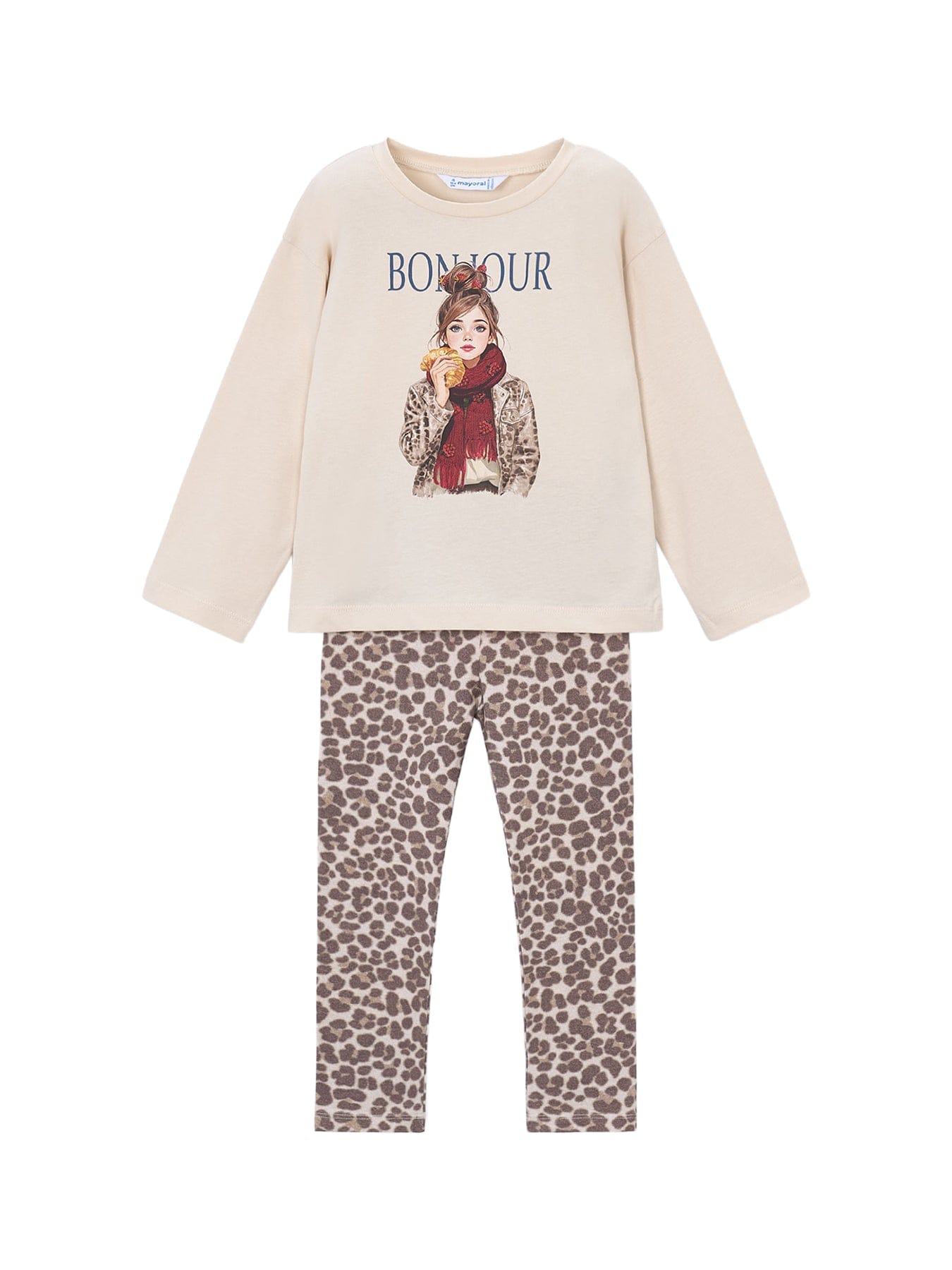 Mayoral Kids' Printed Leggings Set Brown