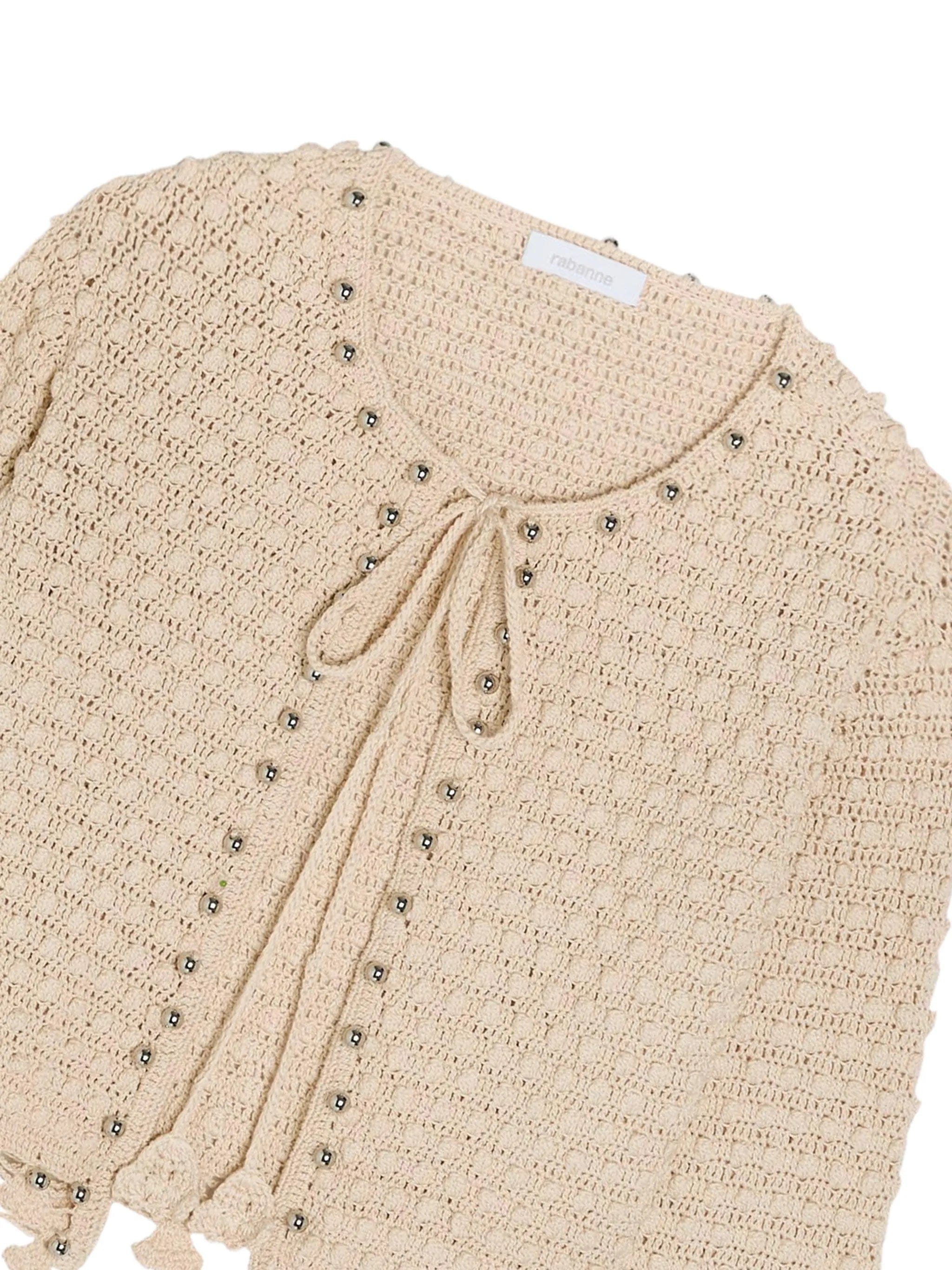 Rabanne bead - embellished crochet cardigan