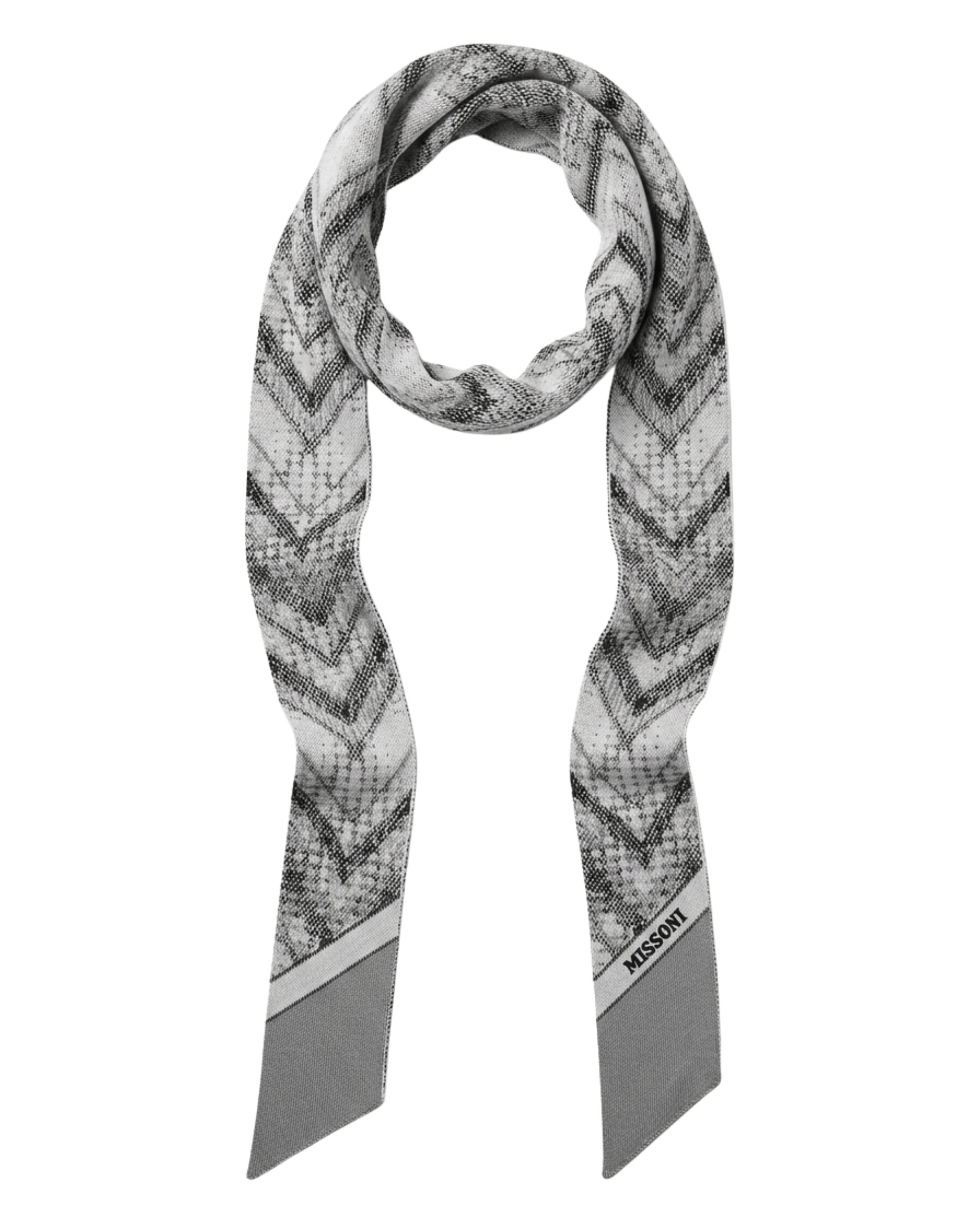 Missoni Shimmer Green Silk Chevron Ribbon Scarf