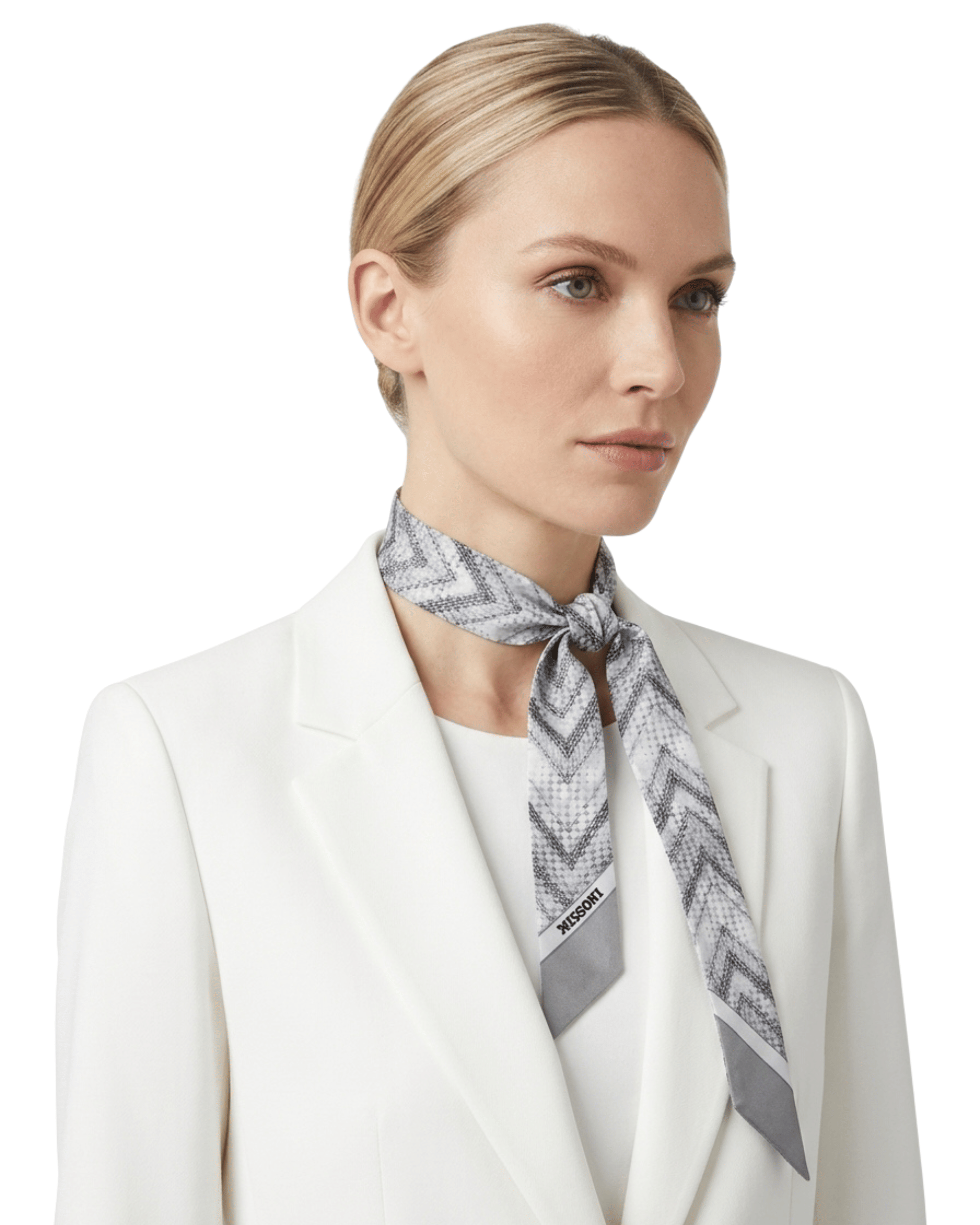 Missoni Shimmer Green Silk Chevron Ribbon Scarf