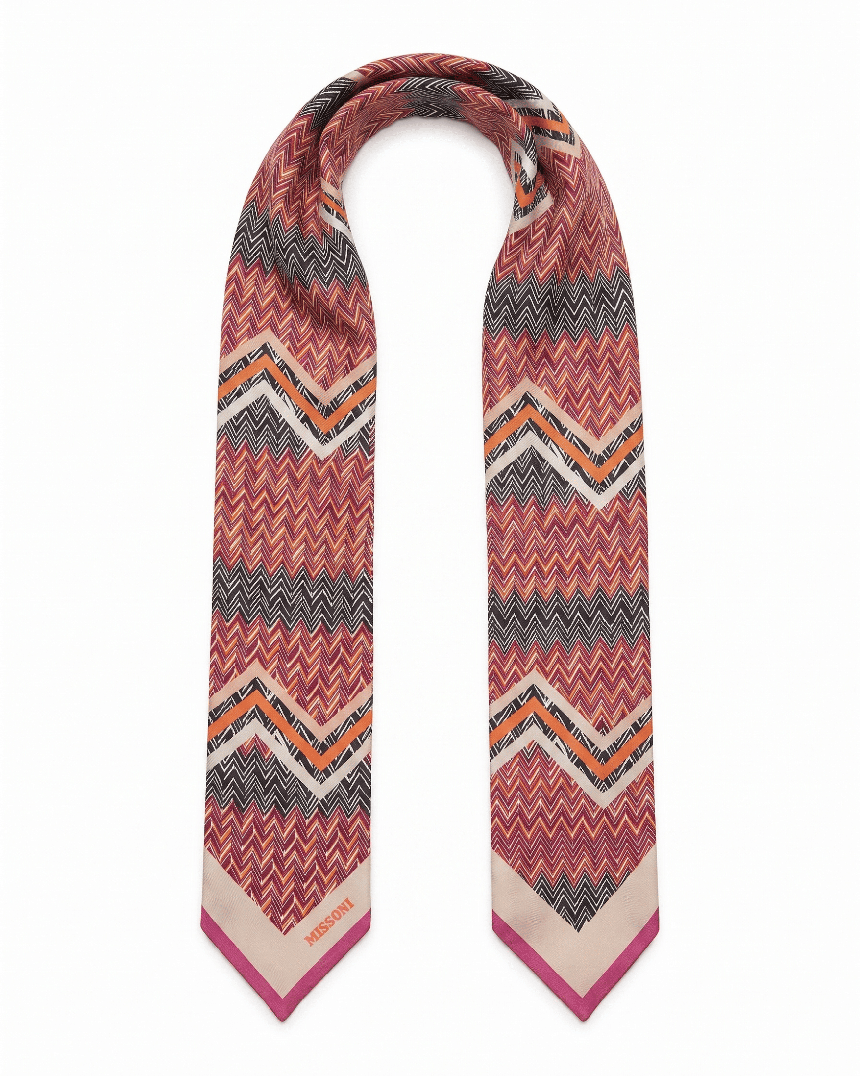 Missoni Pink Silk Classic Ribbon Scarf