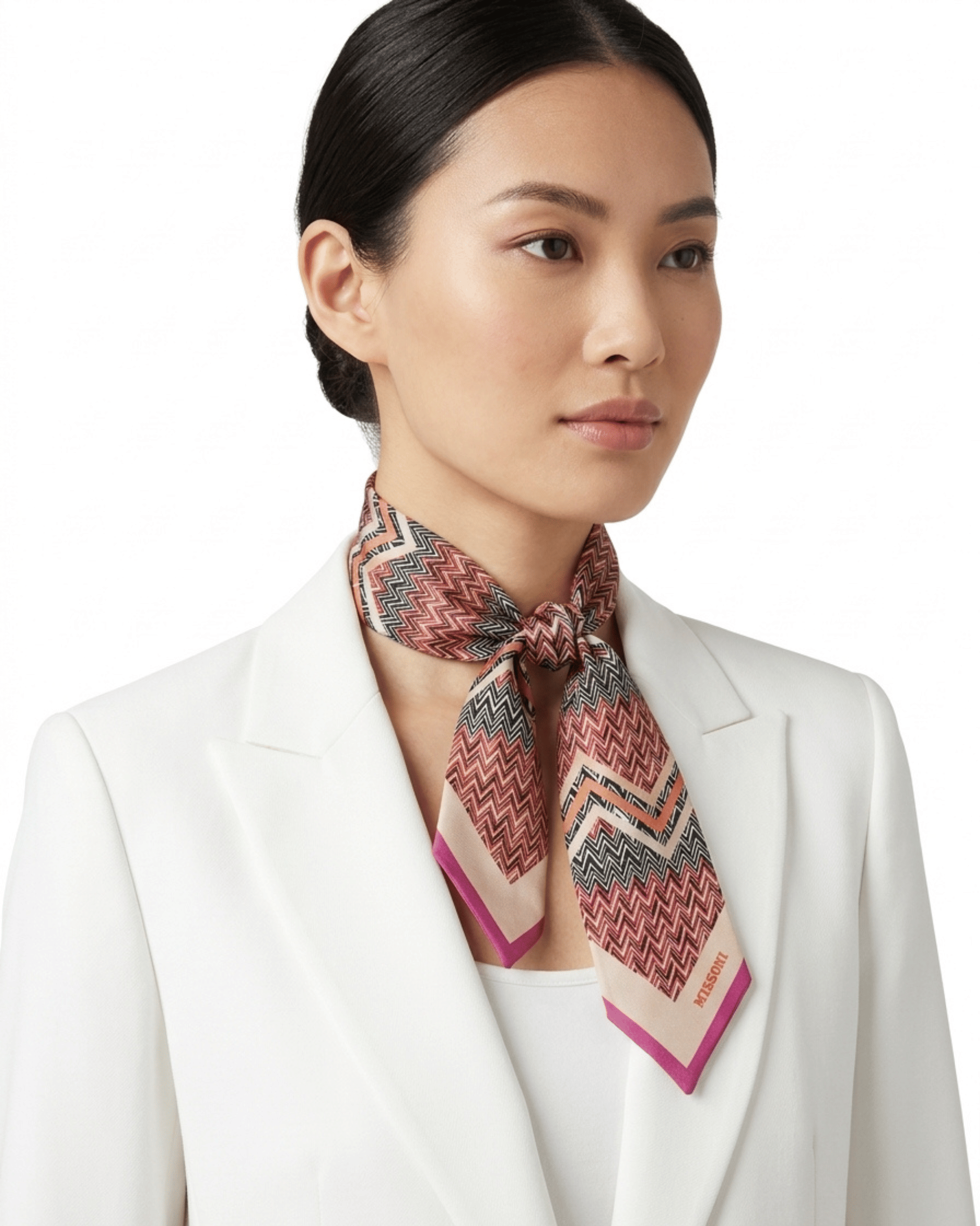 Missoni Pink Silk Classic Ribbon Scarf