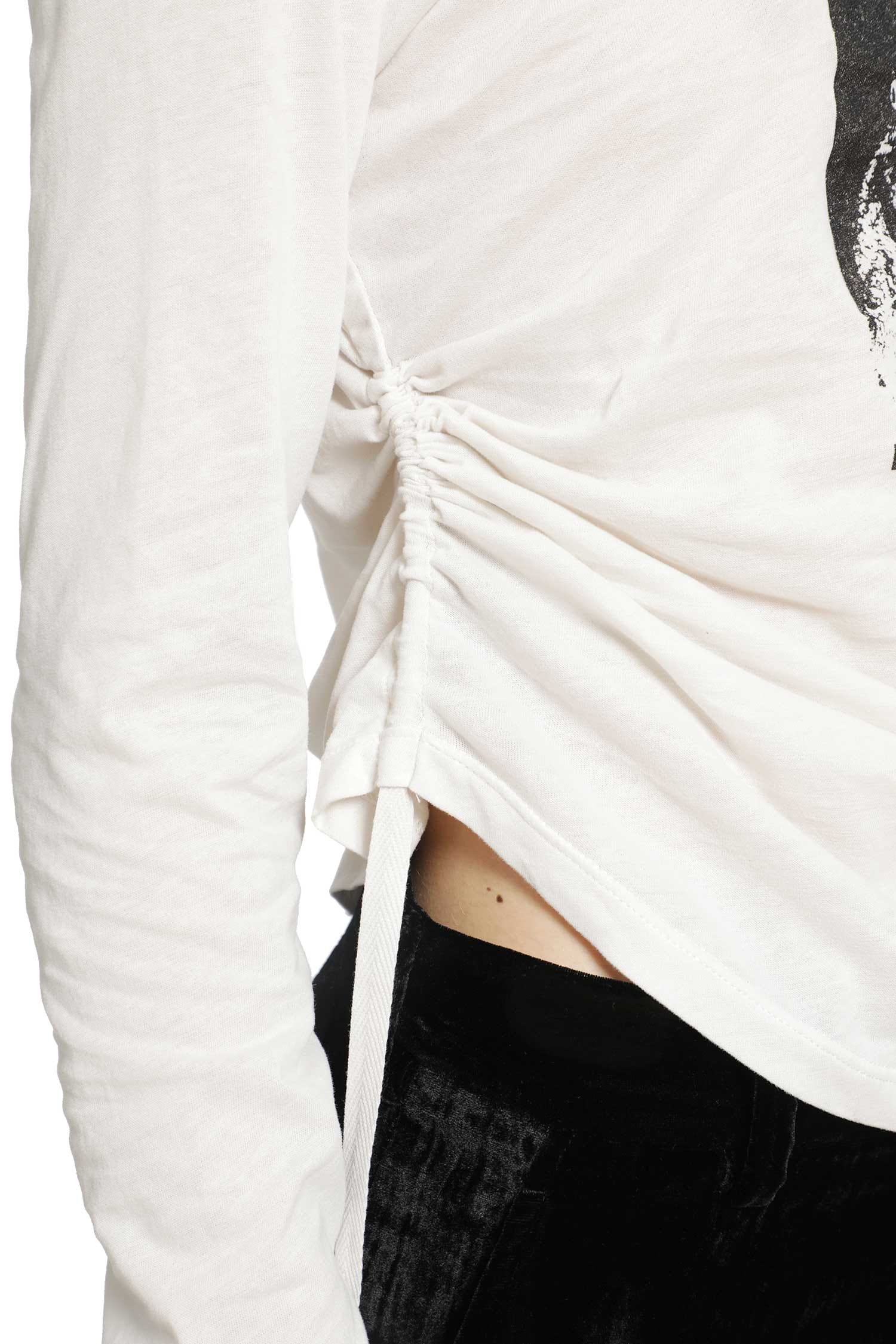 ANN Demeulemeester Dot Wrinkled Cropped Long Sleeve Top
