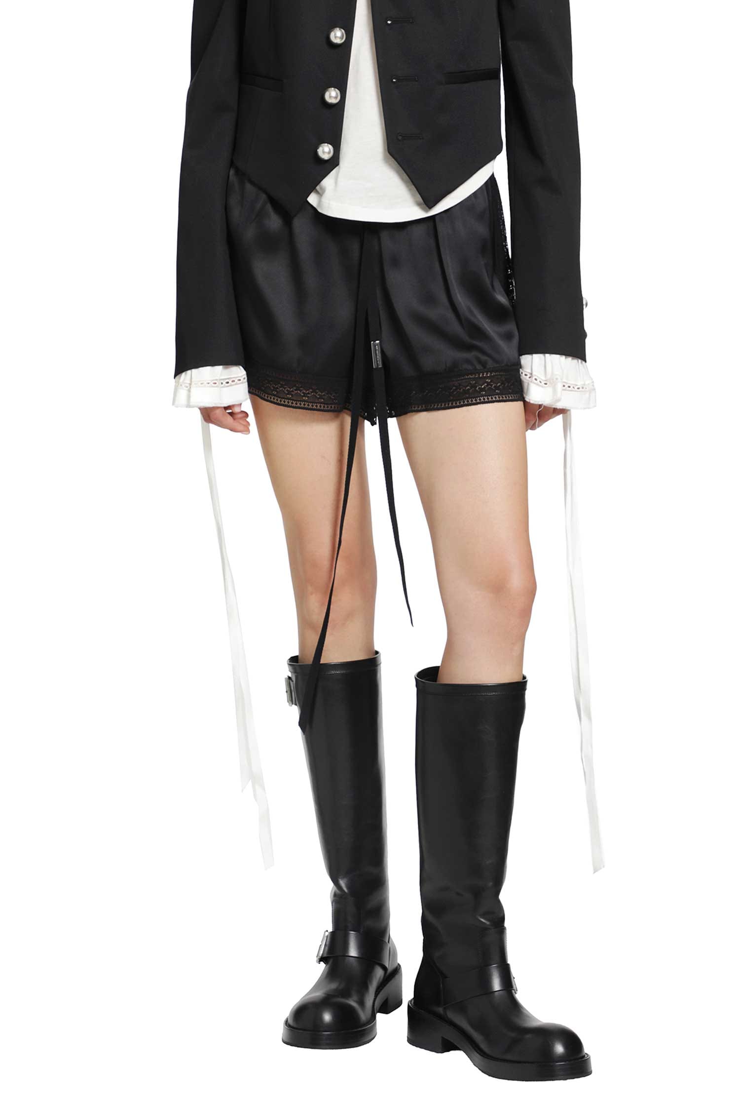 ANN Demeulemeester Anda Satin Lace Shorts