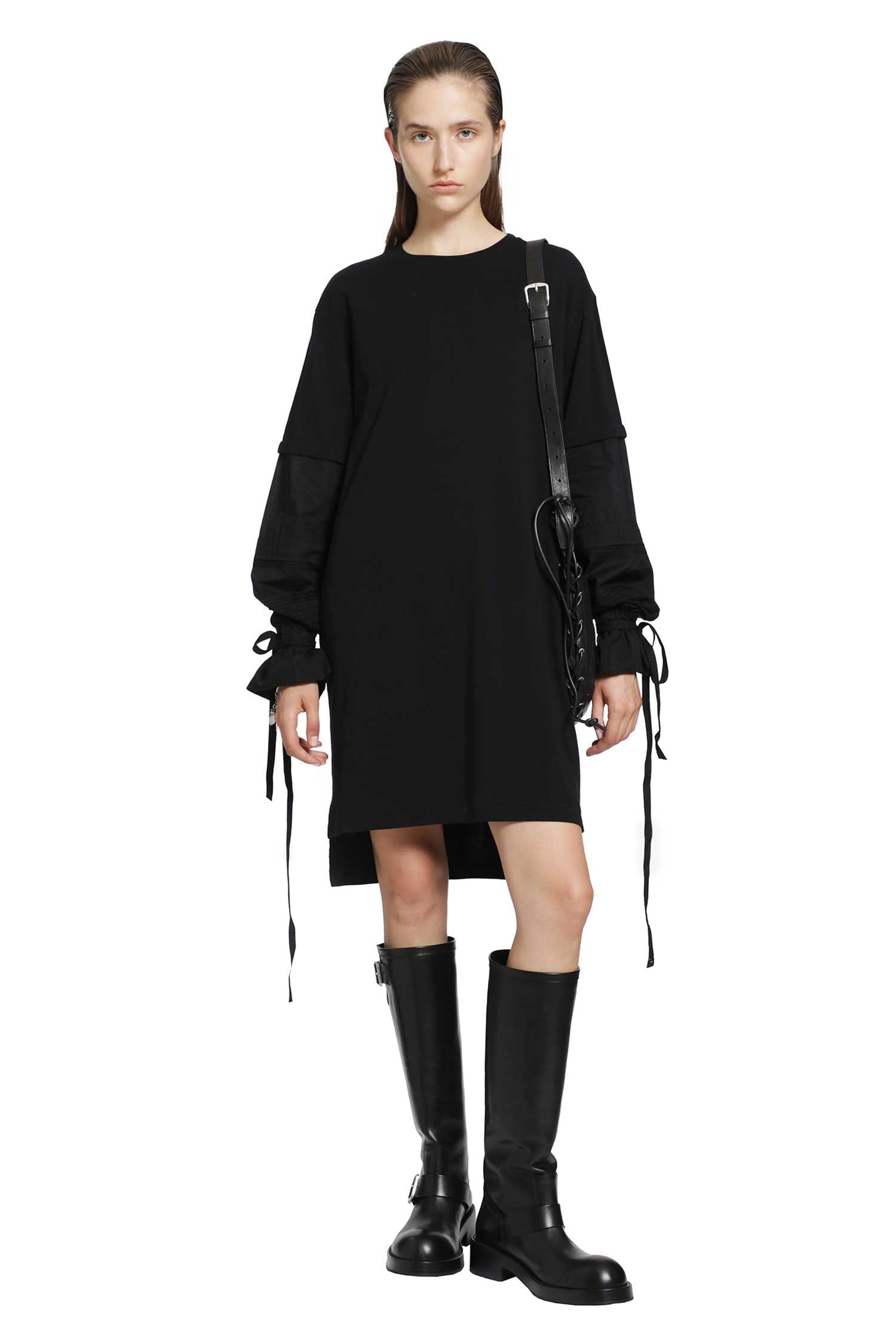 ANN Demeulemeester Lucina T - Shirt Dress with Light Cotton Sleeves
