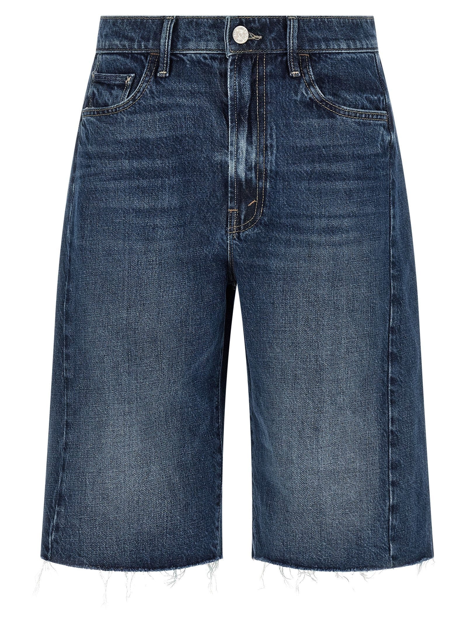 Mother Rigid Denim Bermuda Shorts — Blue
