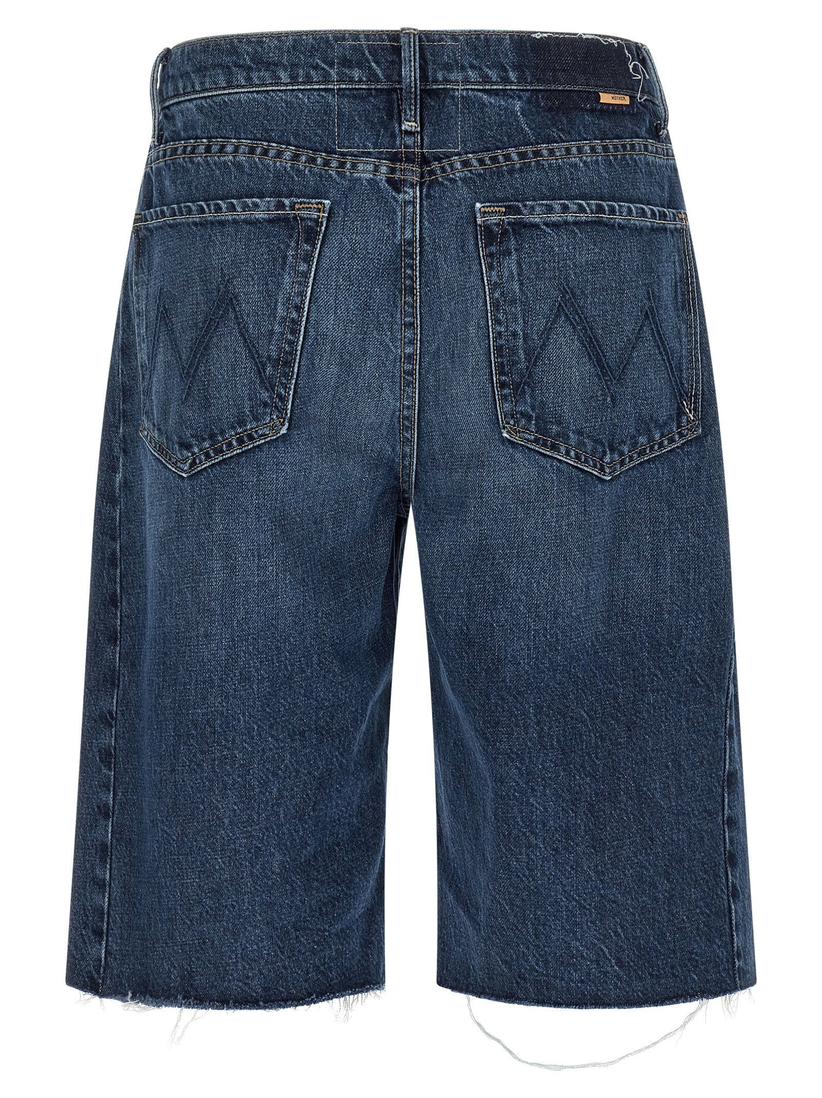 Mother Rigid Denim Bermuda Shorts — Blue