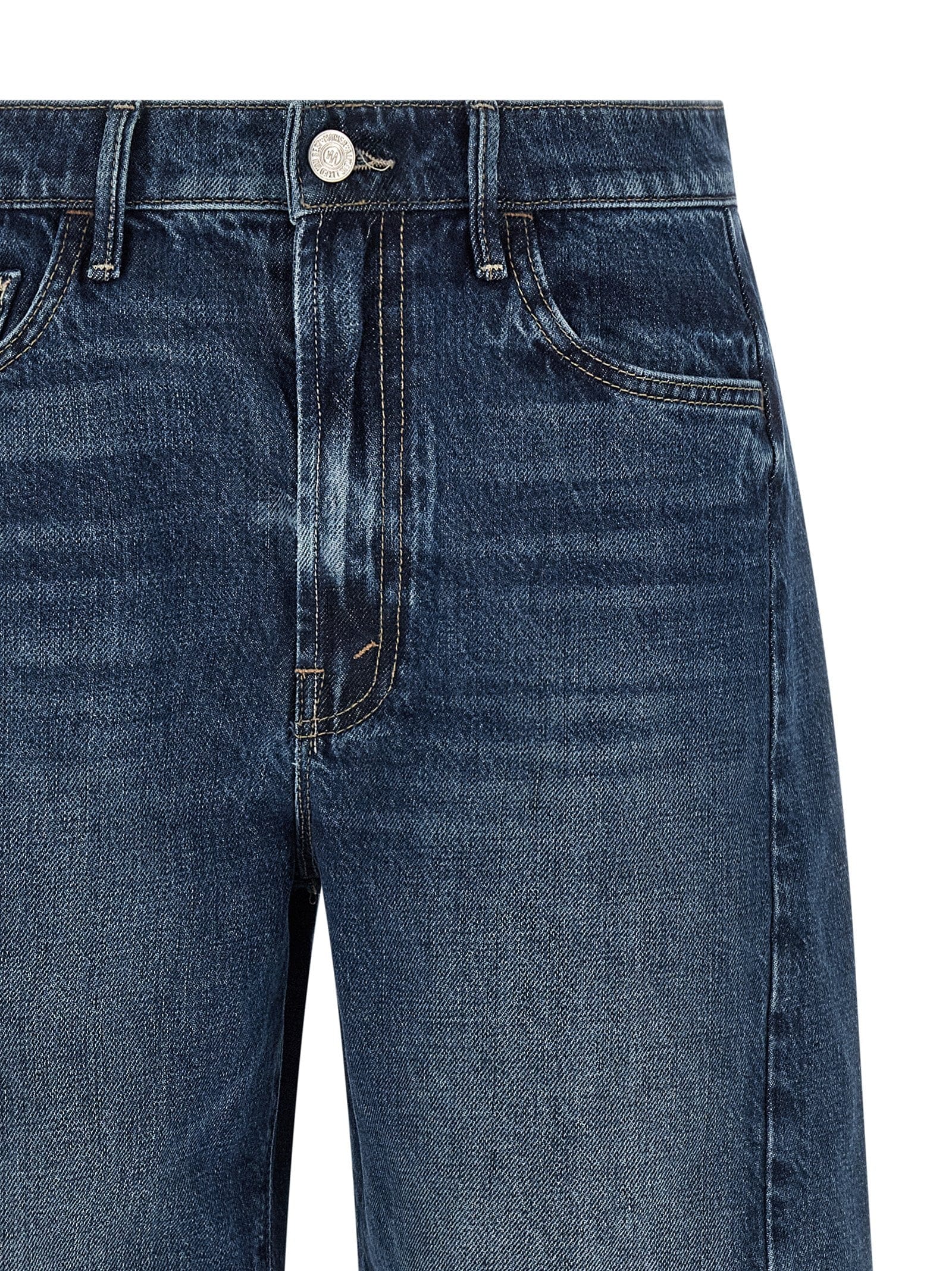 Mother Rigid Denim Bermuda Shorts — Blue