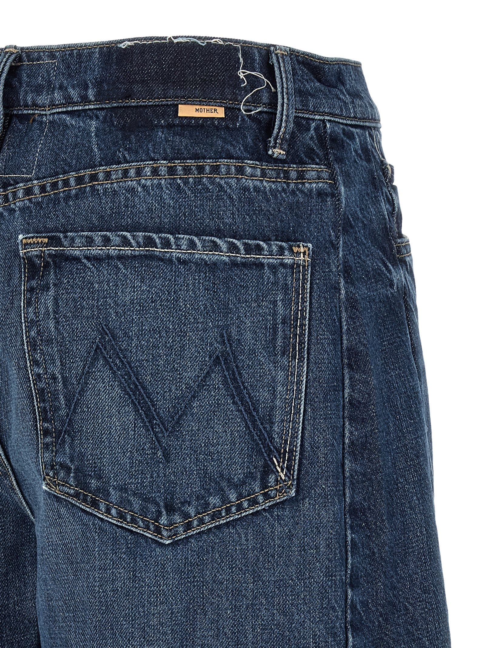 Mother Rigid Denim Bermuda Shorts — Blue