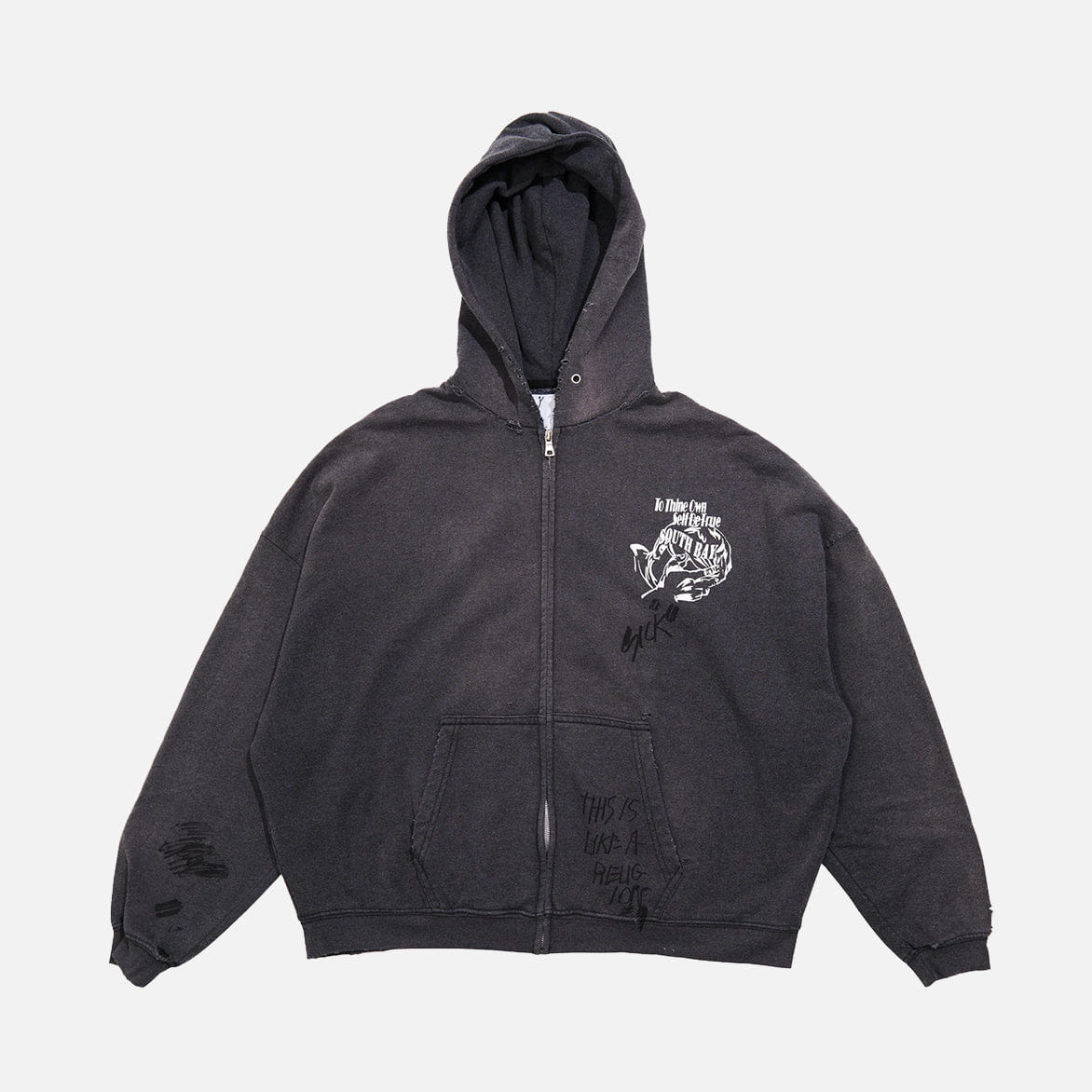 PALY CARRYING THE MESSAGE ZIP HOODIE - VINTAGE BLACK