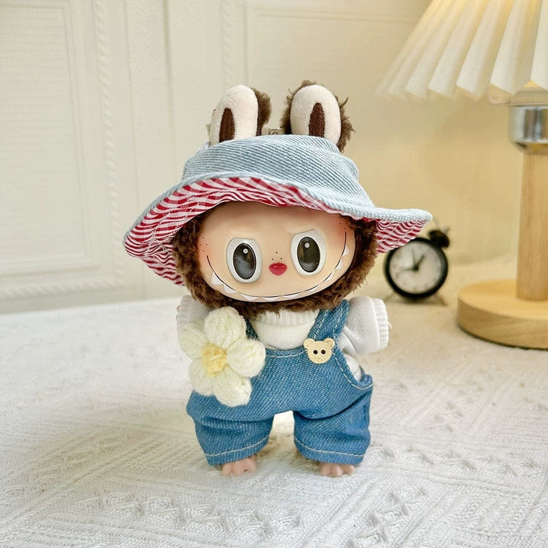 My Store POPMART The Monsters Labubu Outfit – Blue Jumpsuit & Hat (No Doll Included), 6.7" (17 cm) Accessories