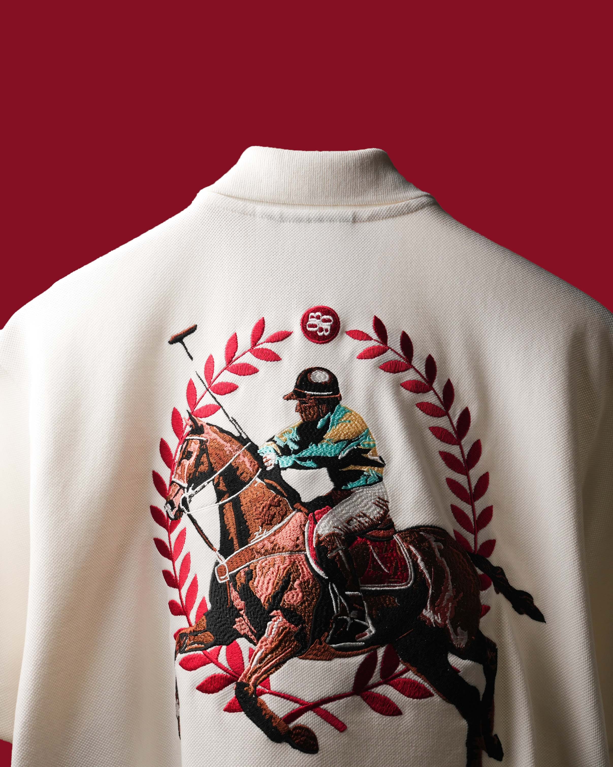 White Saddle League Polo T - Shirt
