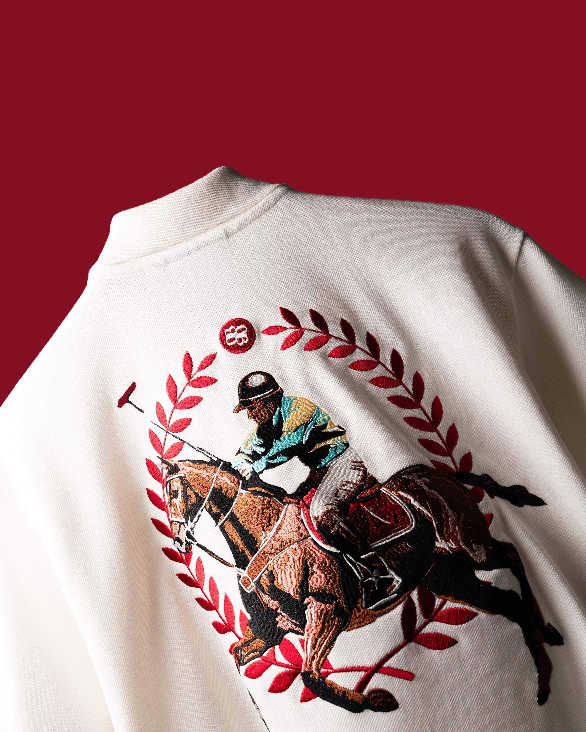 White Saddle League Polo T - Shirt