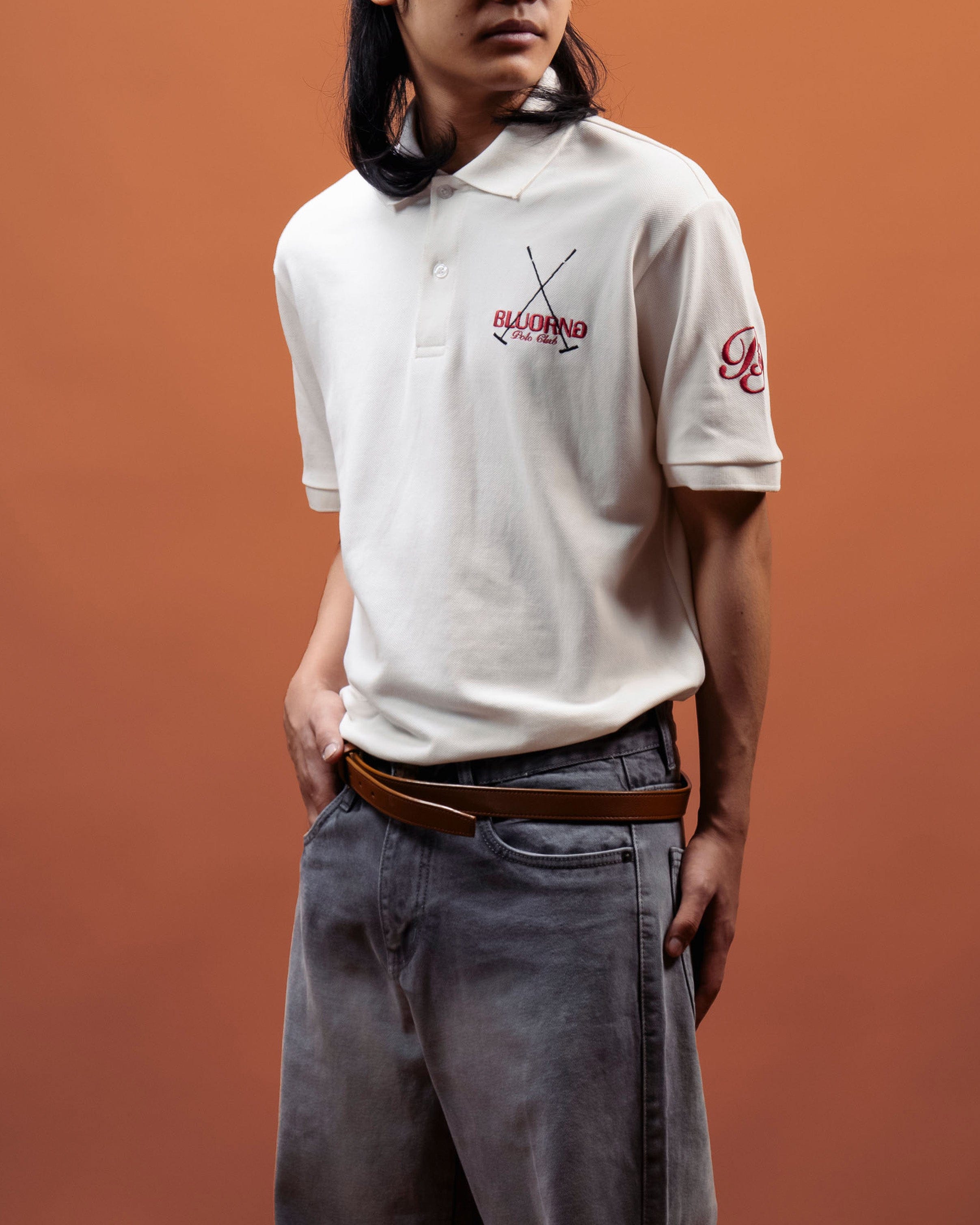 White Saddle League Polo T - Shirt