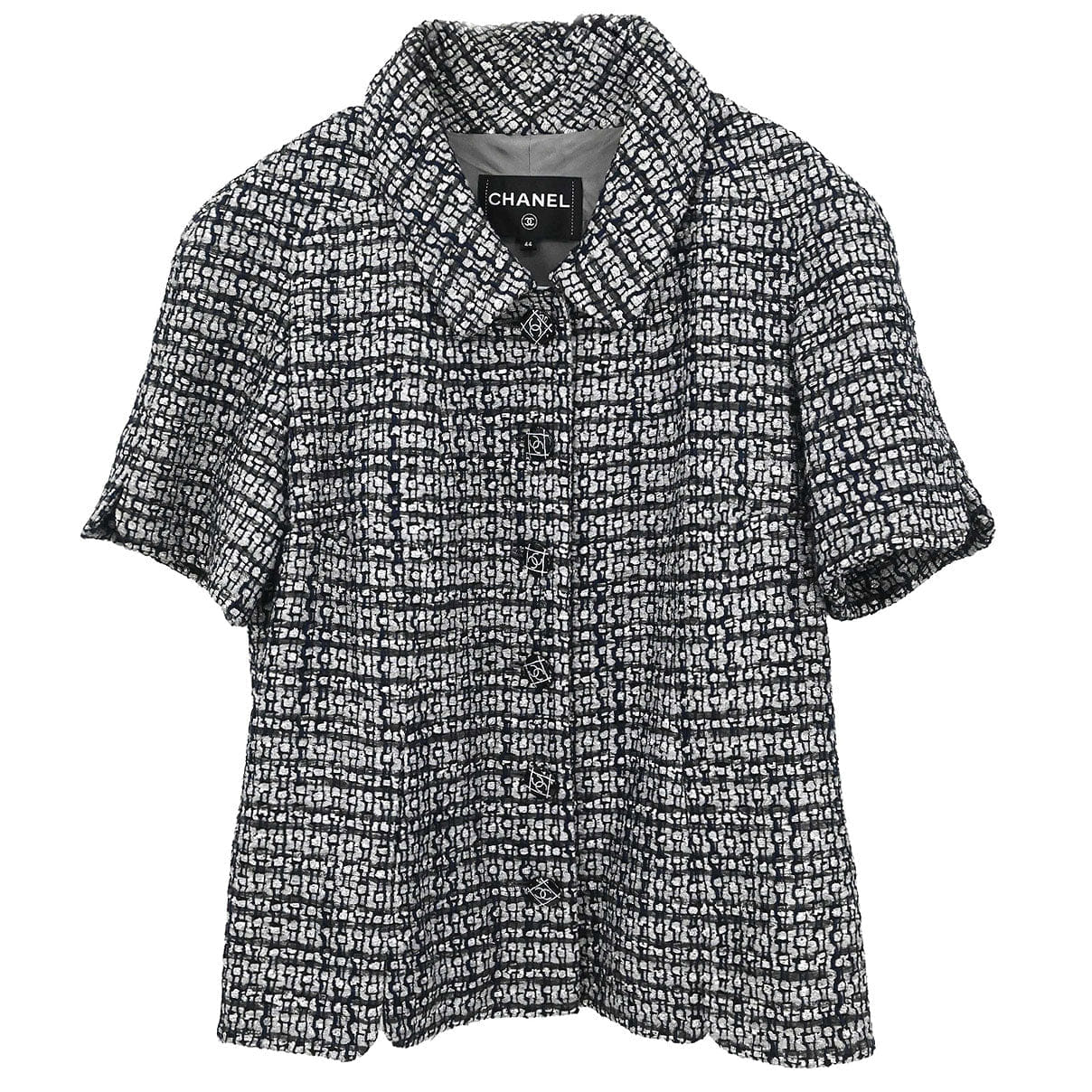 AMORE Vintage Tokyo Chanel 2018 - 2019 Single Breasted Tweed Jacket Gray #44