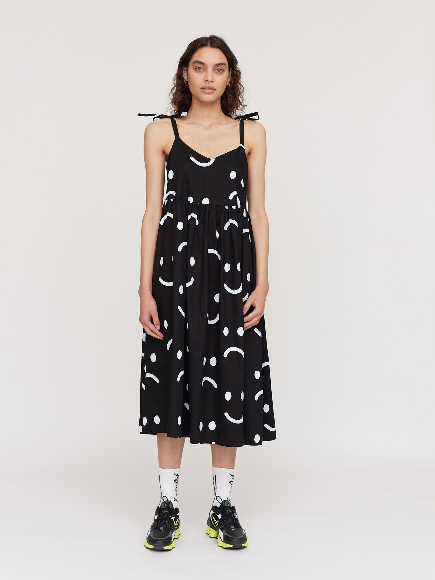 Lazy Oaf Happy Sad Black Tie Shoulder Dress - PRE - ORDER