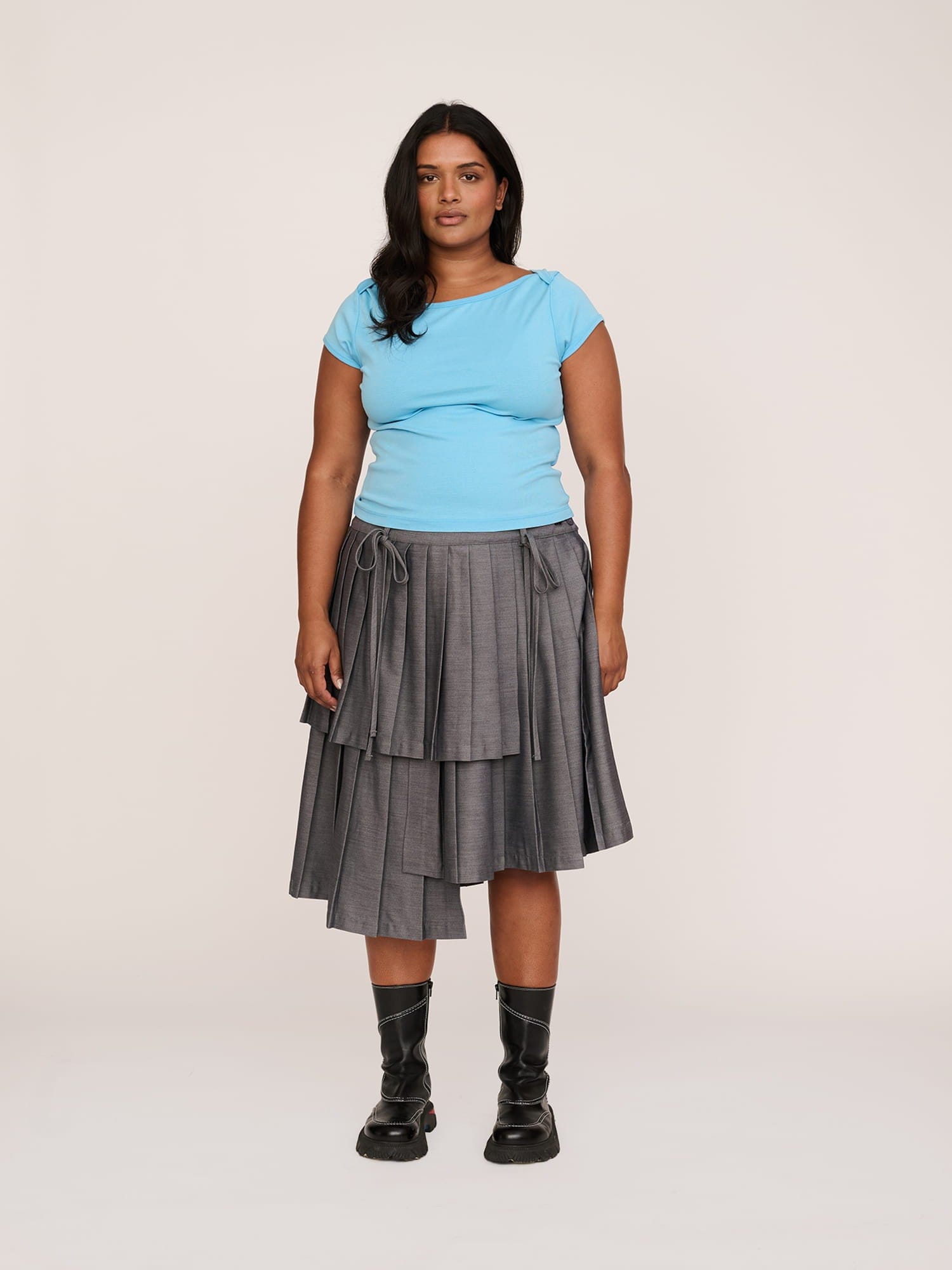 Lazy Oaf Asymmetric Pleated Midi Skirt