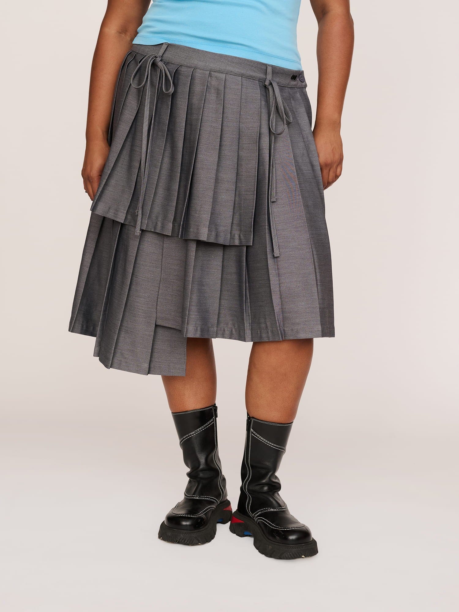 Lazy Oaf Asymmetric Pleated Midi Skirt