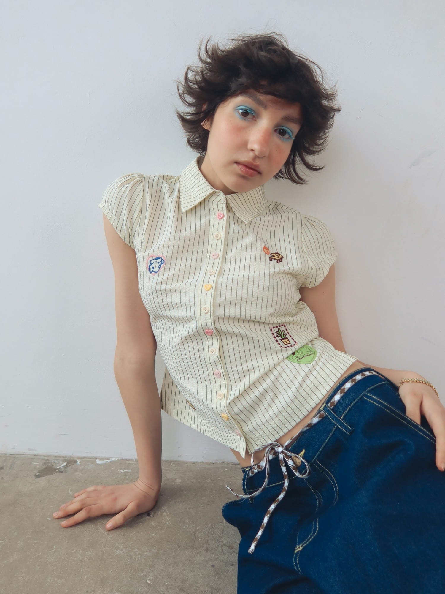 Lazy Oaf Pompompurin Fitted Pinstripe Shirt