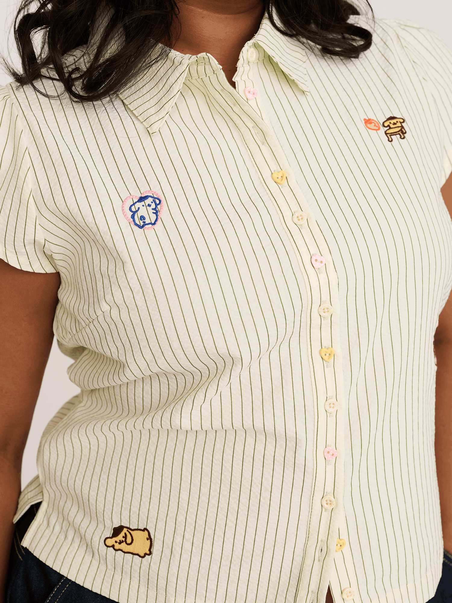 Lazy Oaf Pompompurin Fitted Pinstripe Shirt