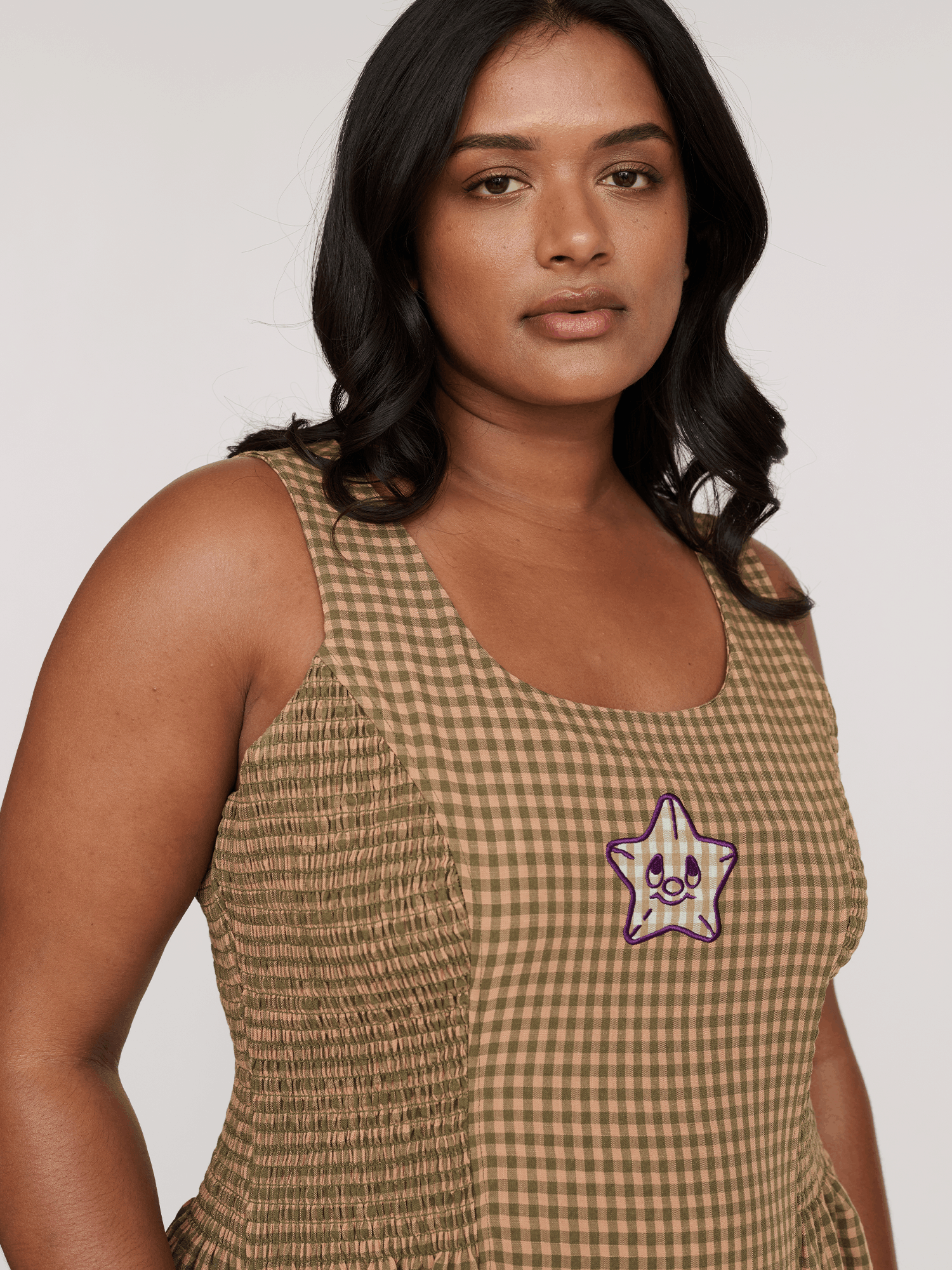 Lazy Oaf Check & Stars Mini Dress