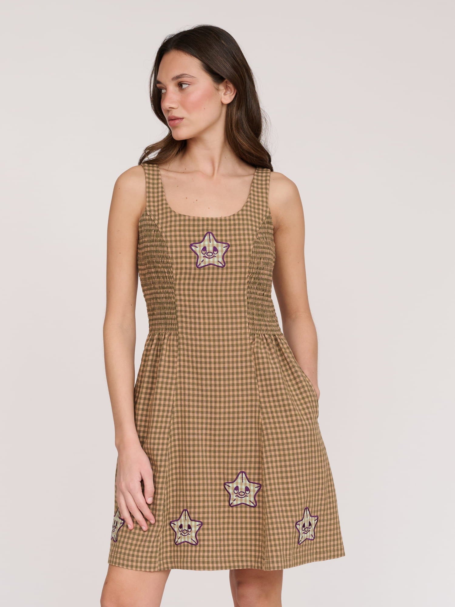 Lazy Oaf Check & Stars Mini Dress