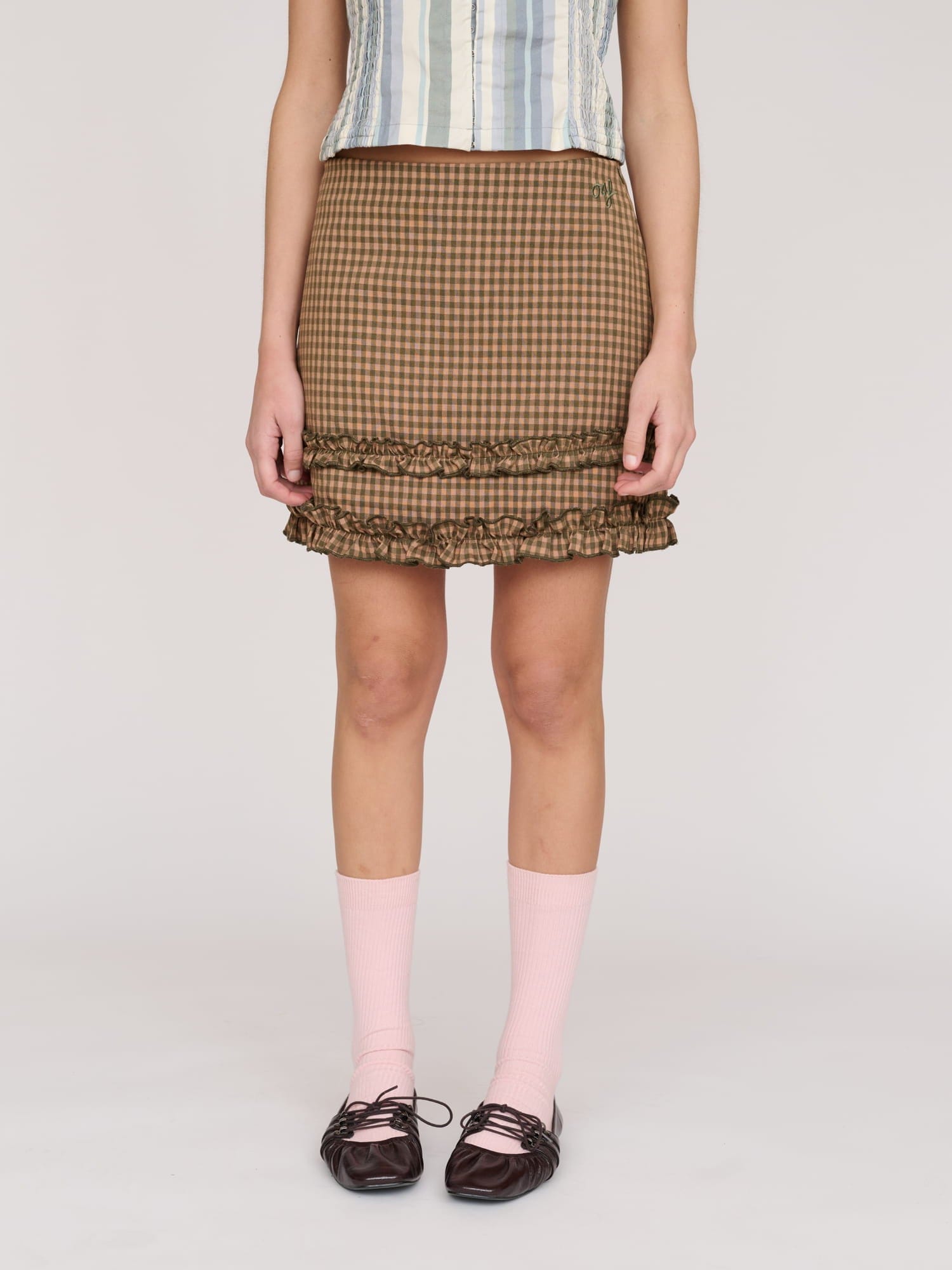 Lazy Oaf Frill Check Mini Skirt