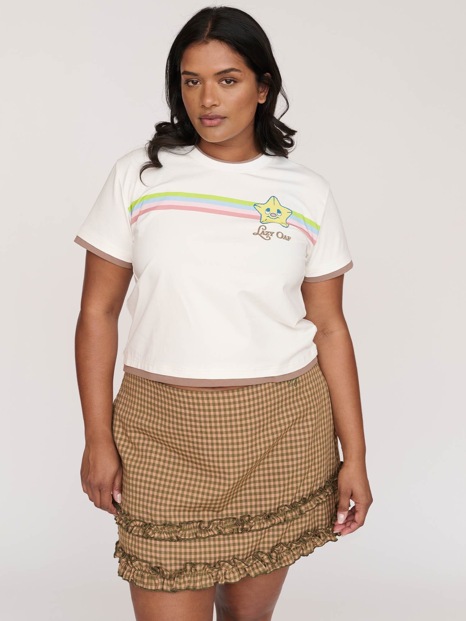 Lazy Oaf Frill Check Mini Skirt
