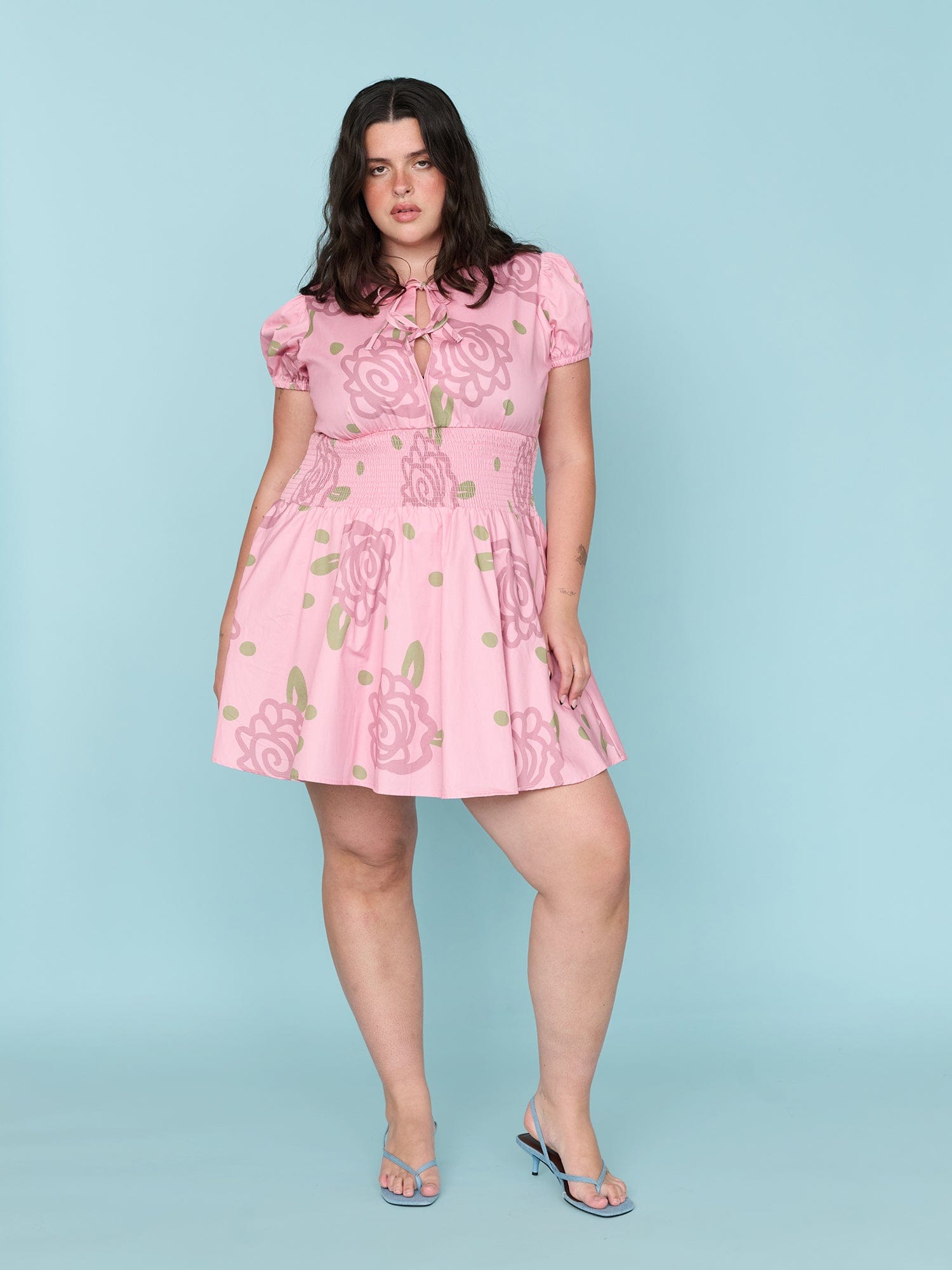 Lazy Oaf Shirred Floral Mini Dress