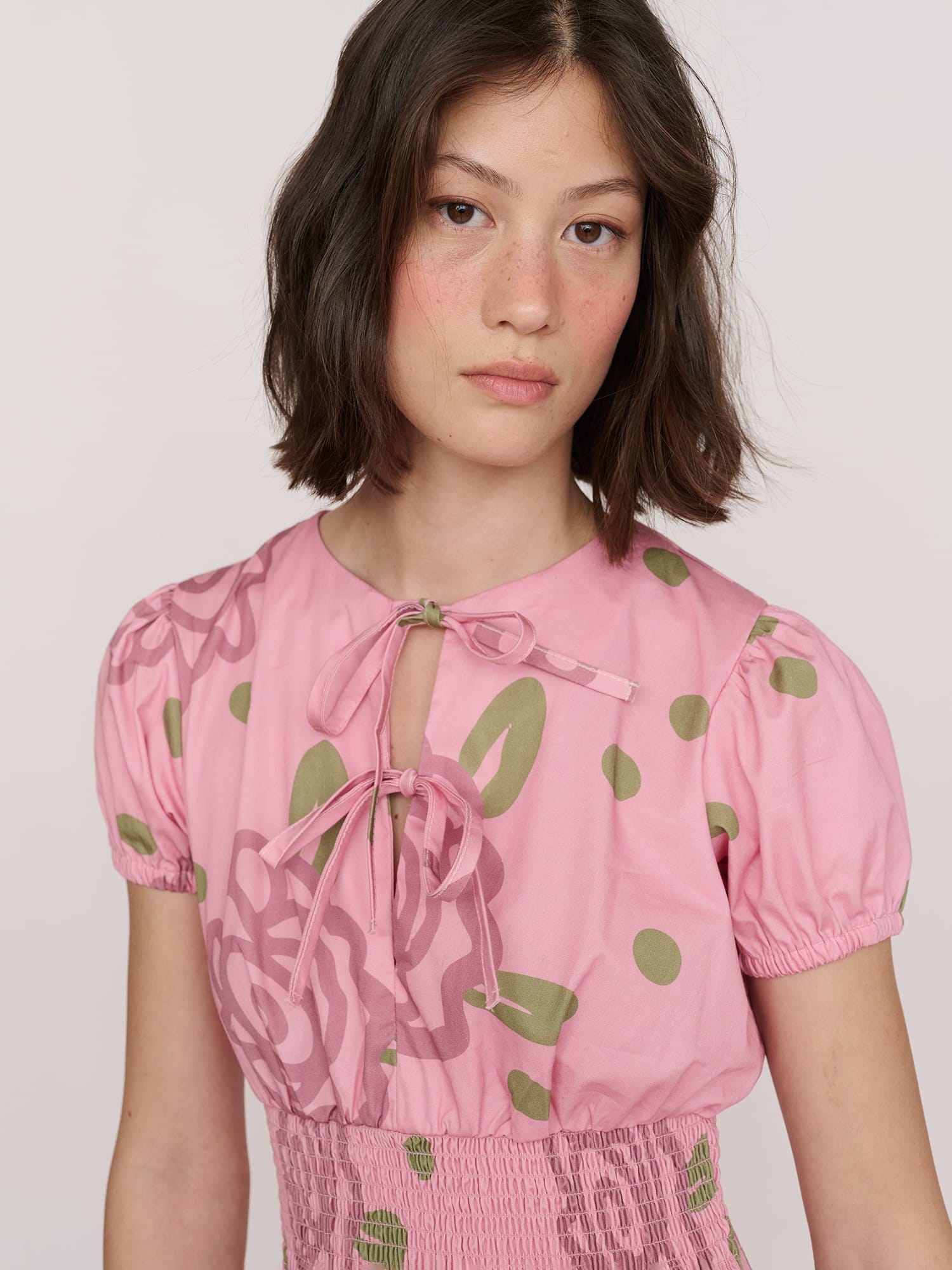 Lazy Oaf Shirred Floral Mini Dress