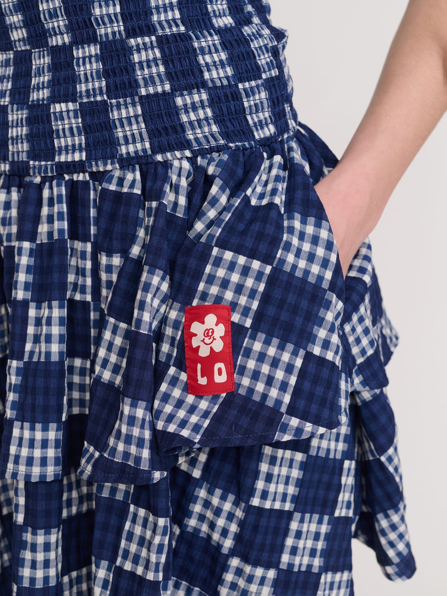 Lazy Oaf Gingham Shirred Mini Dress